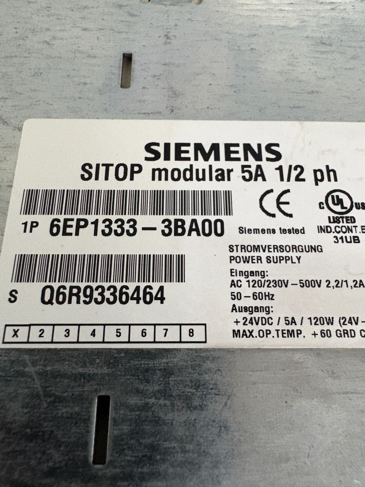 SIEMENS SITOP POWER SUPPLY 6EP1333-3BA00