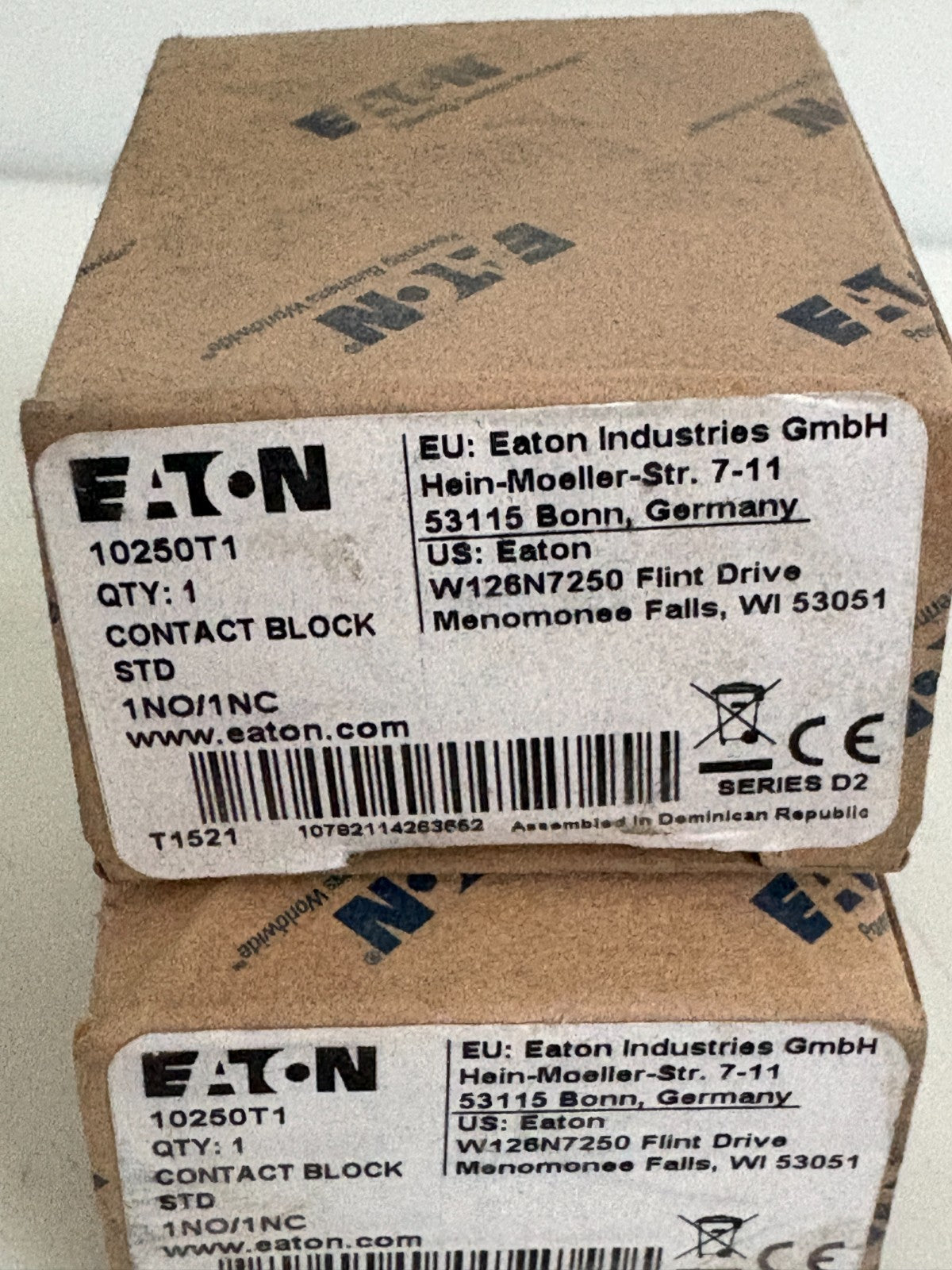 LOT OF 3 EATON CONTACT BLOCK #10250T13