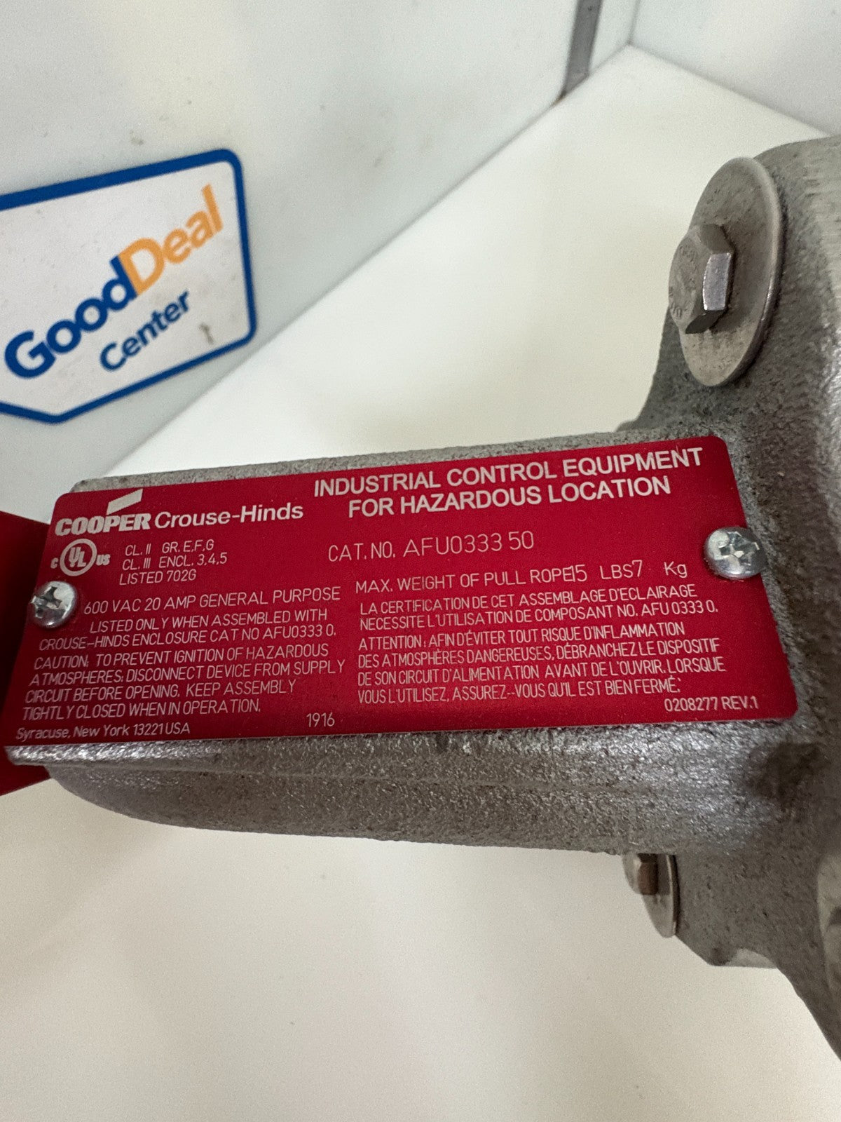 COOPER CROUSE-HINDS CONVEYOR CONTROL SWITCH AFU0333 50