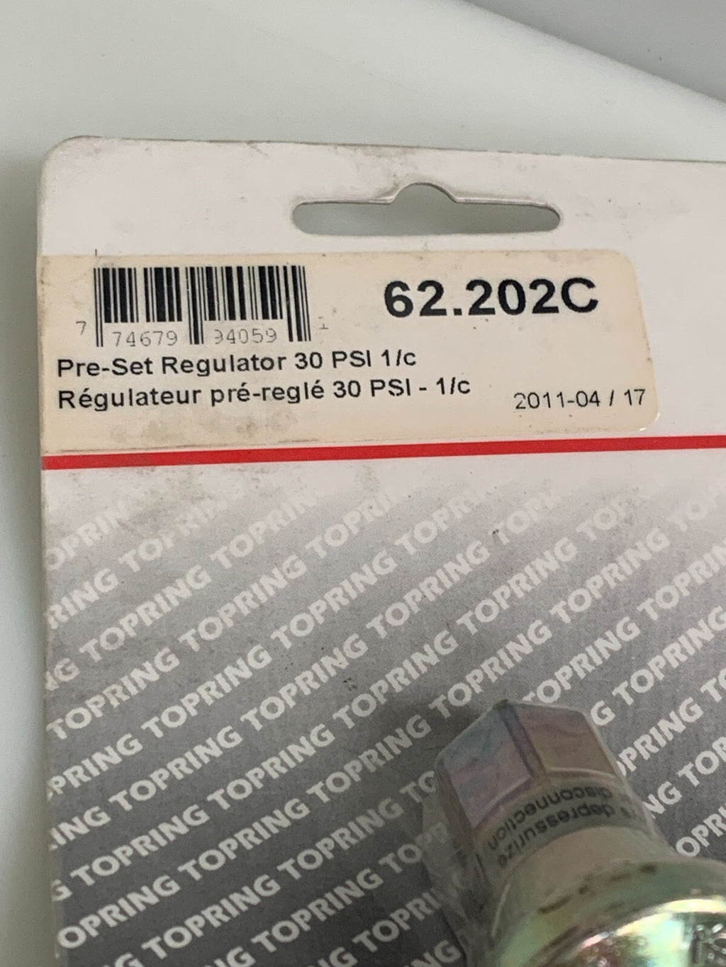 TOPRING PRE SET REGULATOR 30 PSI 62.20ZC