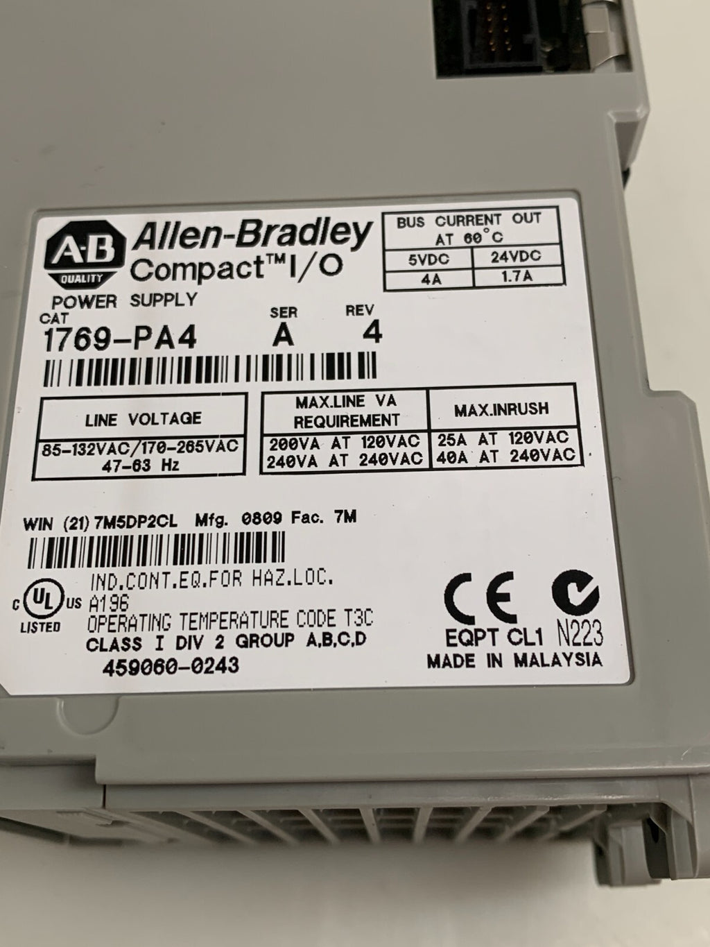 ALLEN BRADLEY   Compact I/O Power Supply  1769-PA4