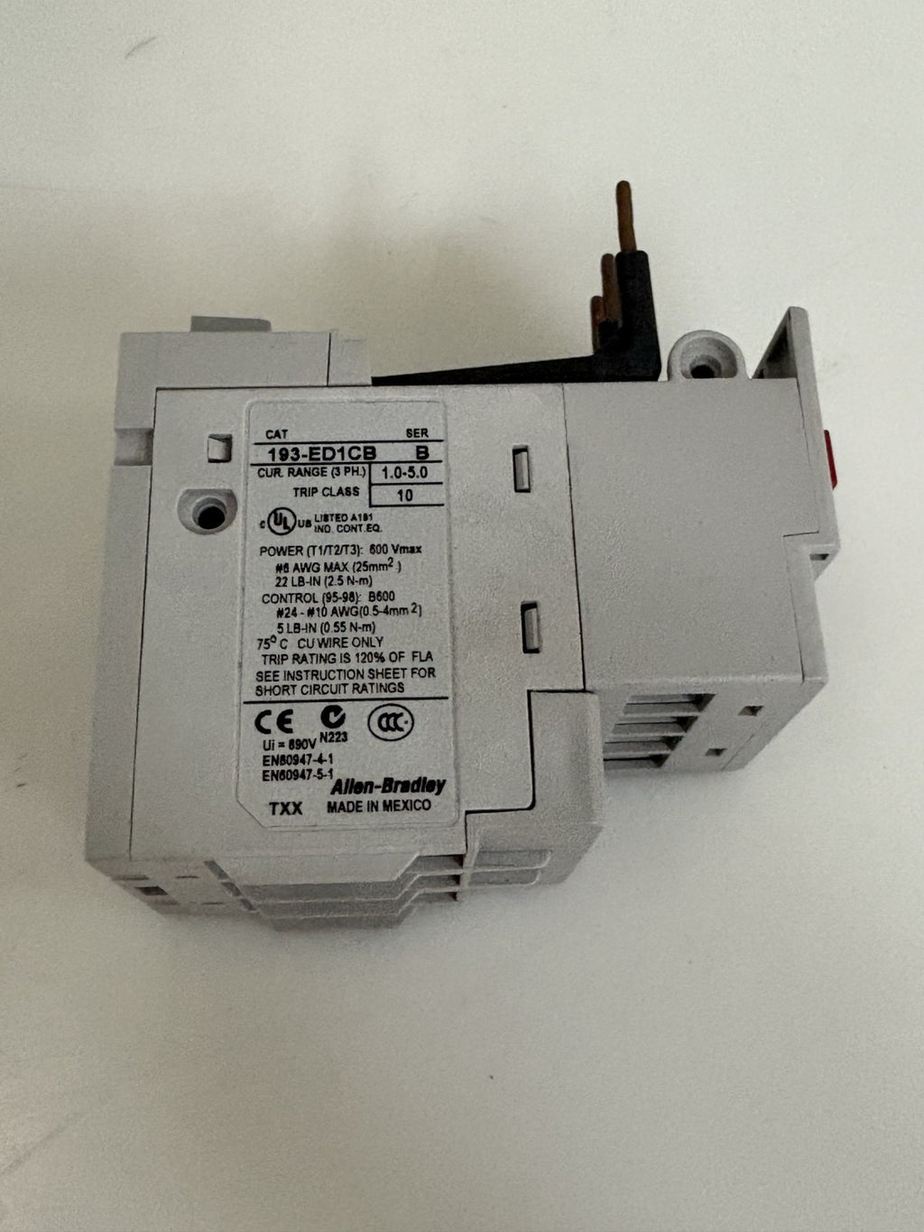 ALLEN BRADLEY E1 PLUS OVERLOAD RELAY 193-ED1CB B2