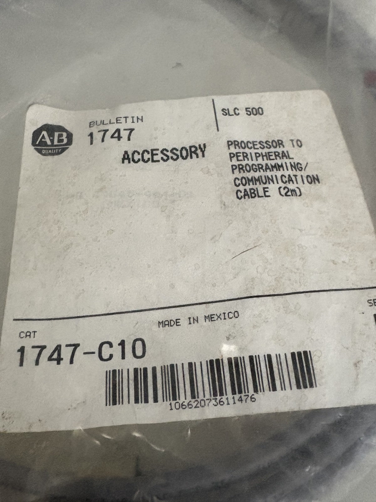 ALLEN BRADLEY PROCESSOR TO PERIPHERAL PROGRAMMING COMMUNICATION CABLE 1747-C101