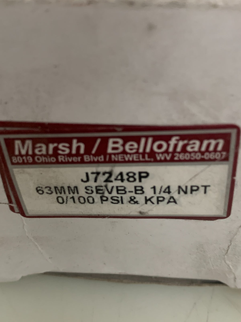 LOT OF 3 MARSH/BELLOFRAM 0/100 PSI PRESSURE GAUGE J7248P