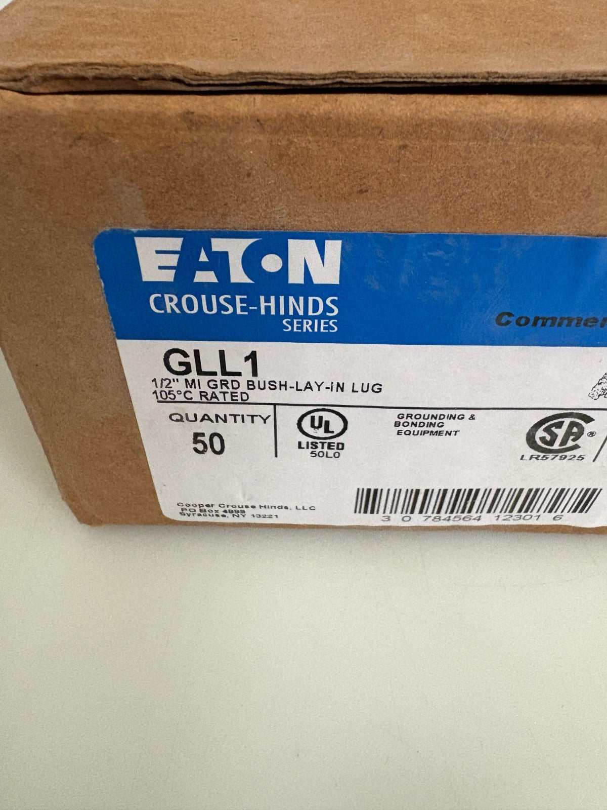 EATON CROUSE HINDS 1/2" MI GROUND BUSH-LAY-IN LUG #GLL1 50 PER BOX2