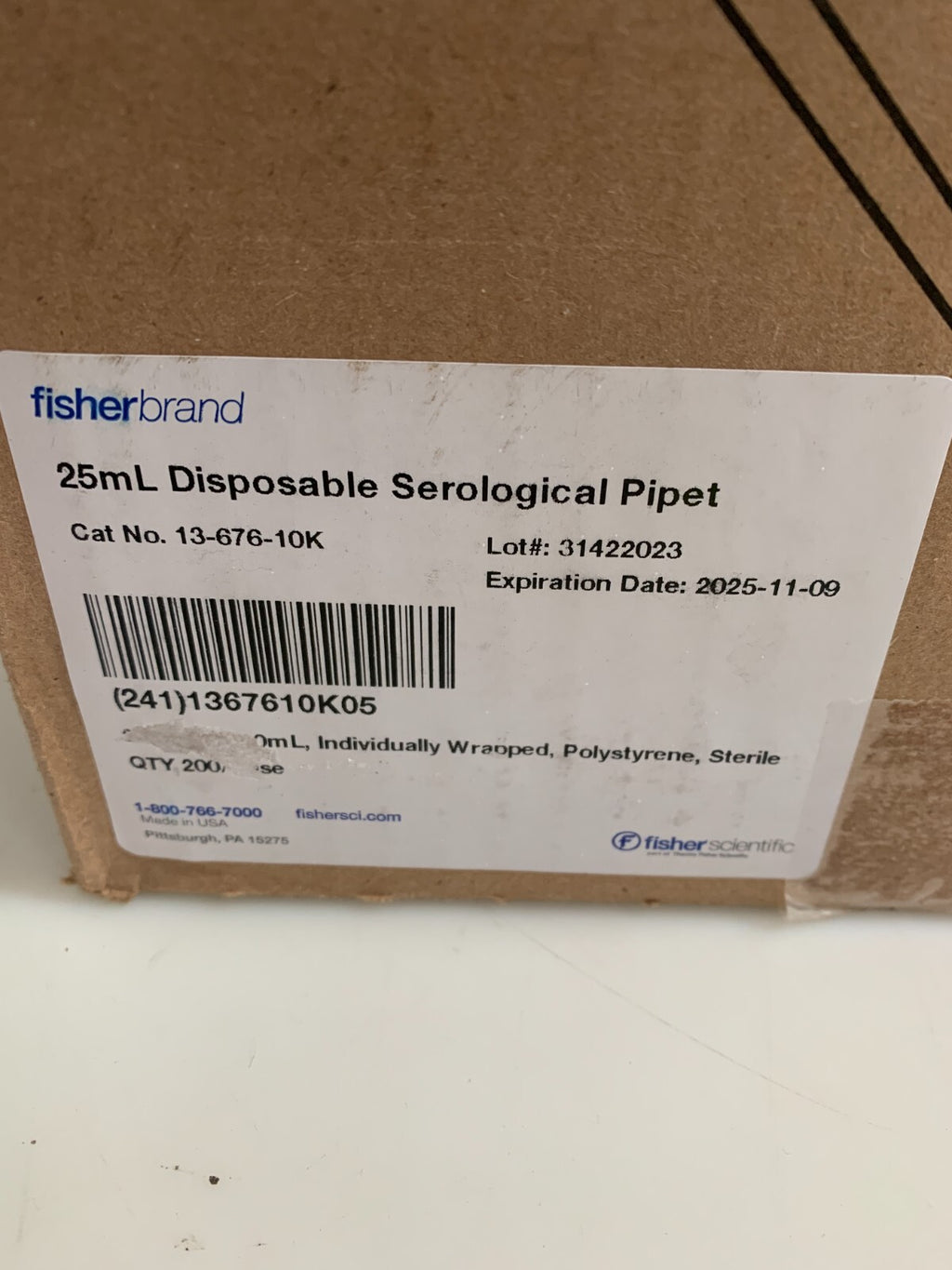 FISHERBRAND 25ML DISPOSABLE SEROLOGICAL P.PETTE #13-676-10K 200/CS