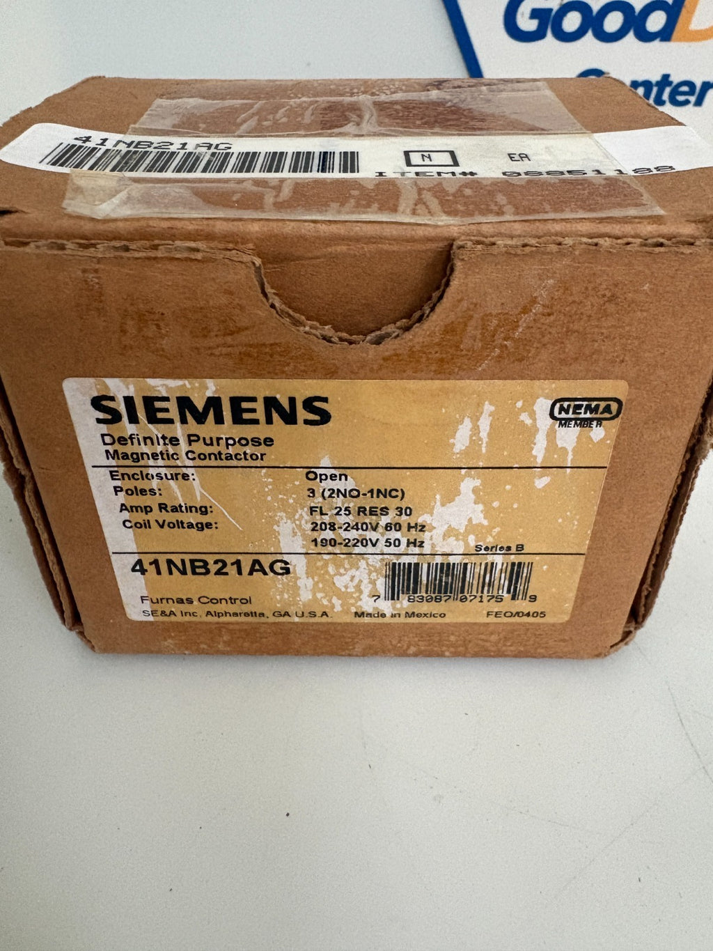 SIEMENS DEFINITE PURPOSE MAGNETIC CONTACTOR FURNAS CONTROL 41NB21AG