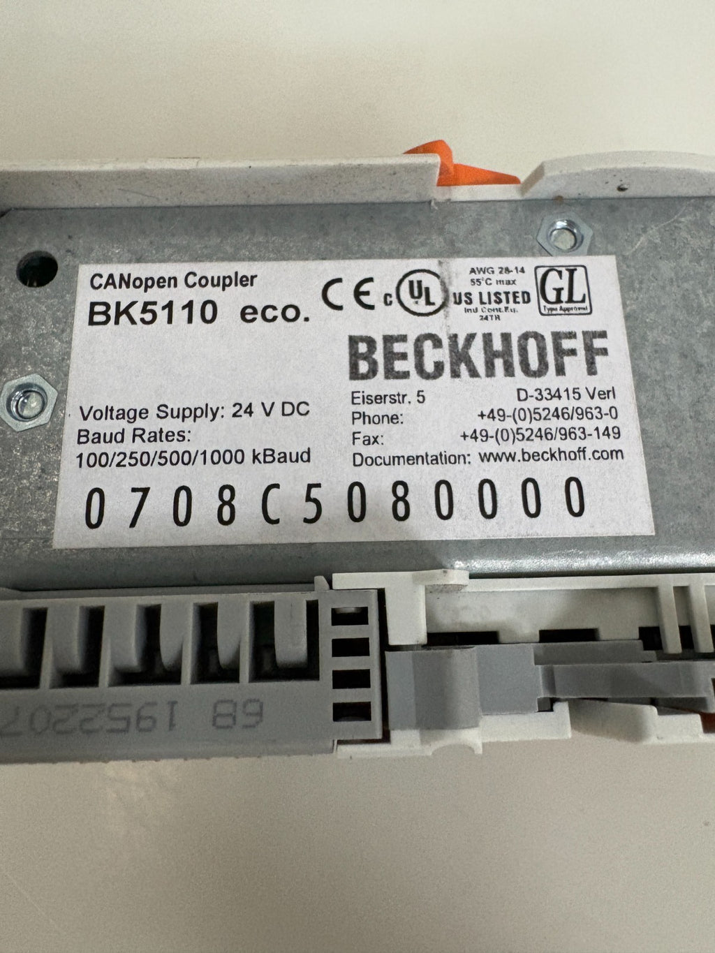 BECKHOFF BK 5110 CAN OPEN ECONOMY BUS COUPLER
