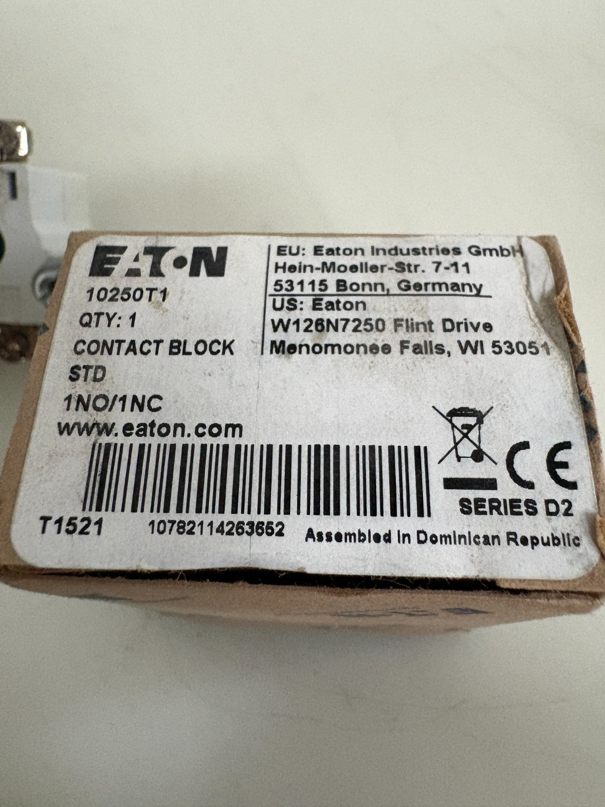 LOT OF 2 EATON CONTACT BLOCK #10250T13