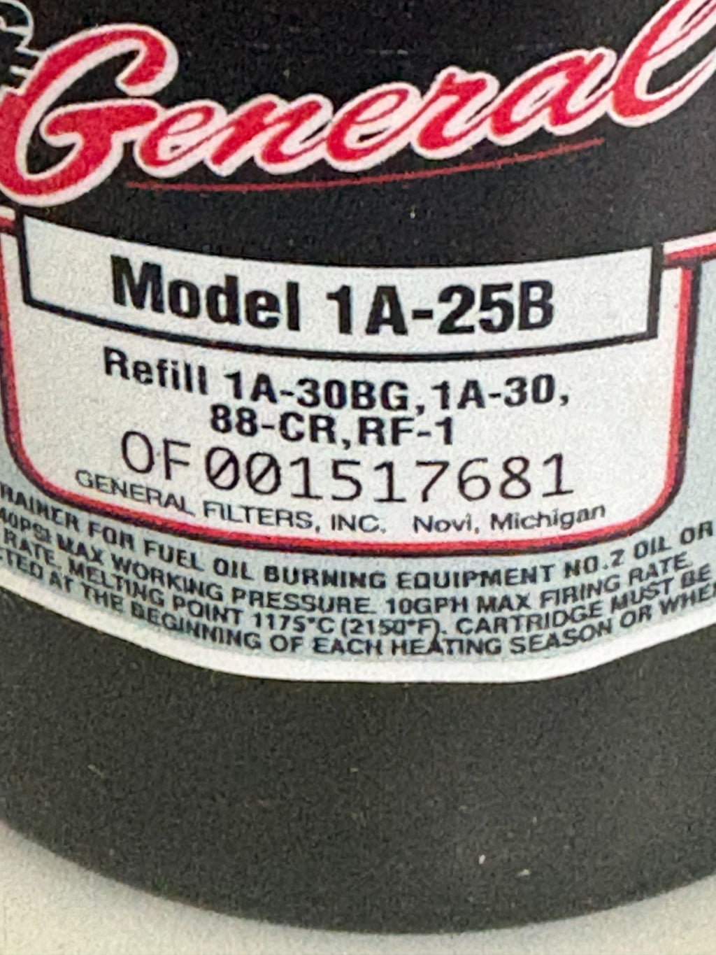 G F GENERAL STEEL FILTER BOWL 1A-25B2