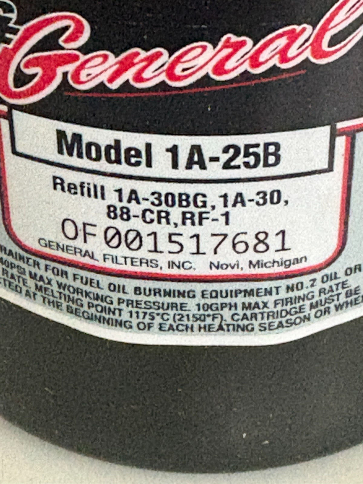 G F GENERAL STEEL FILTER BOWL 1A-25B2