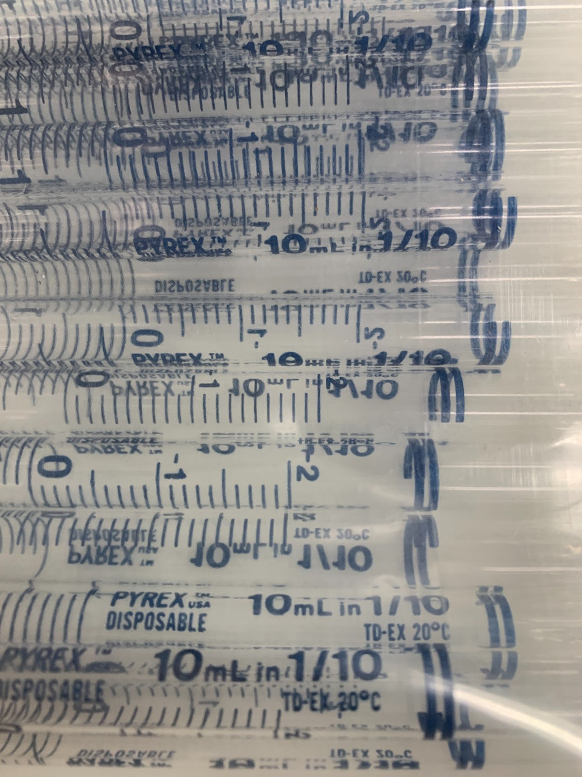 PYREX  Disposable 10 mL  1/10  TD-EX  20ºC Pipette   20/Bag  (Lot of 5 Bags)