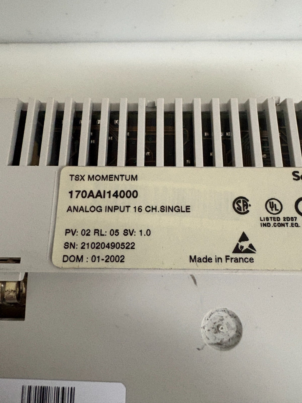 SCHNEIDER TSX MOMENTUM 170 AA/14000 ANALOG INPUT 16 CH. SINGLE