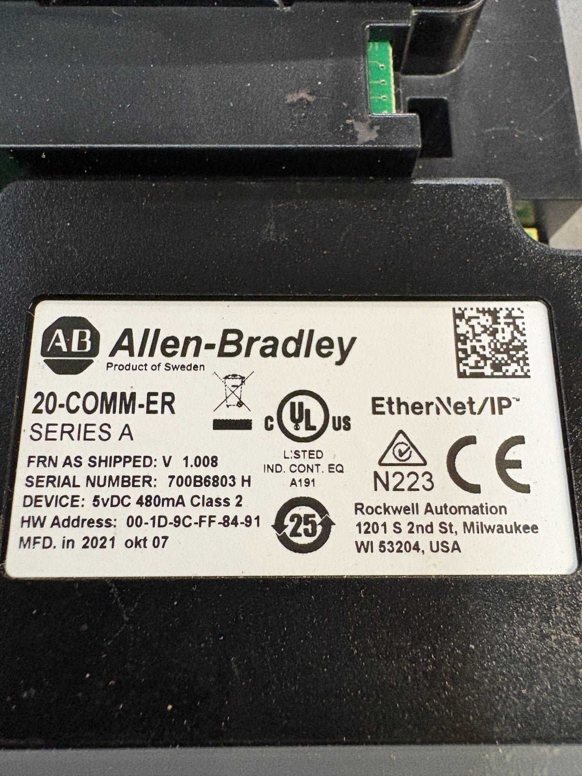 ALLEN BRADLEY POWER FLEX 700 100 HP 20BD 125 A3ANNANC0 SERIE B TYPE 1/1P20