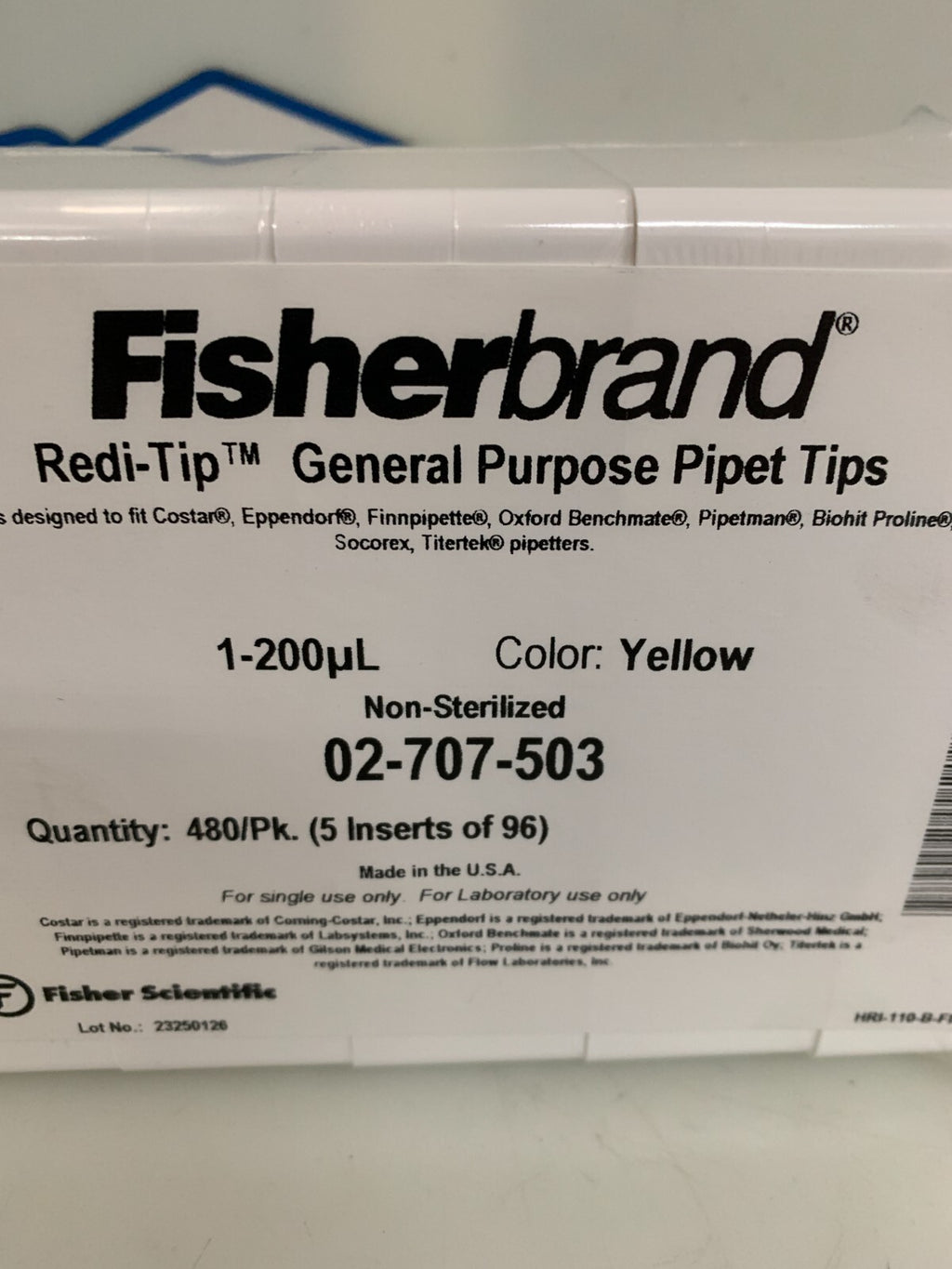 FISHERBRAND 200 uL YELLOW 480/PK #02-707-5031