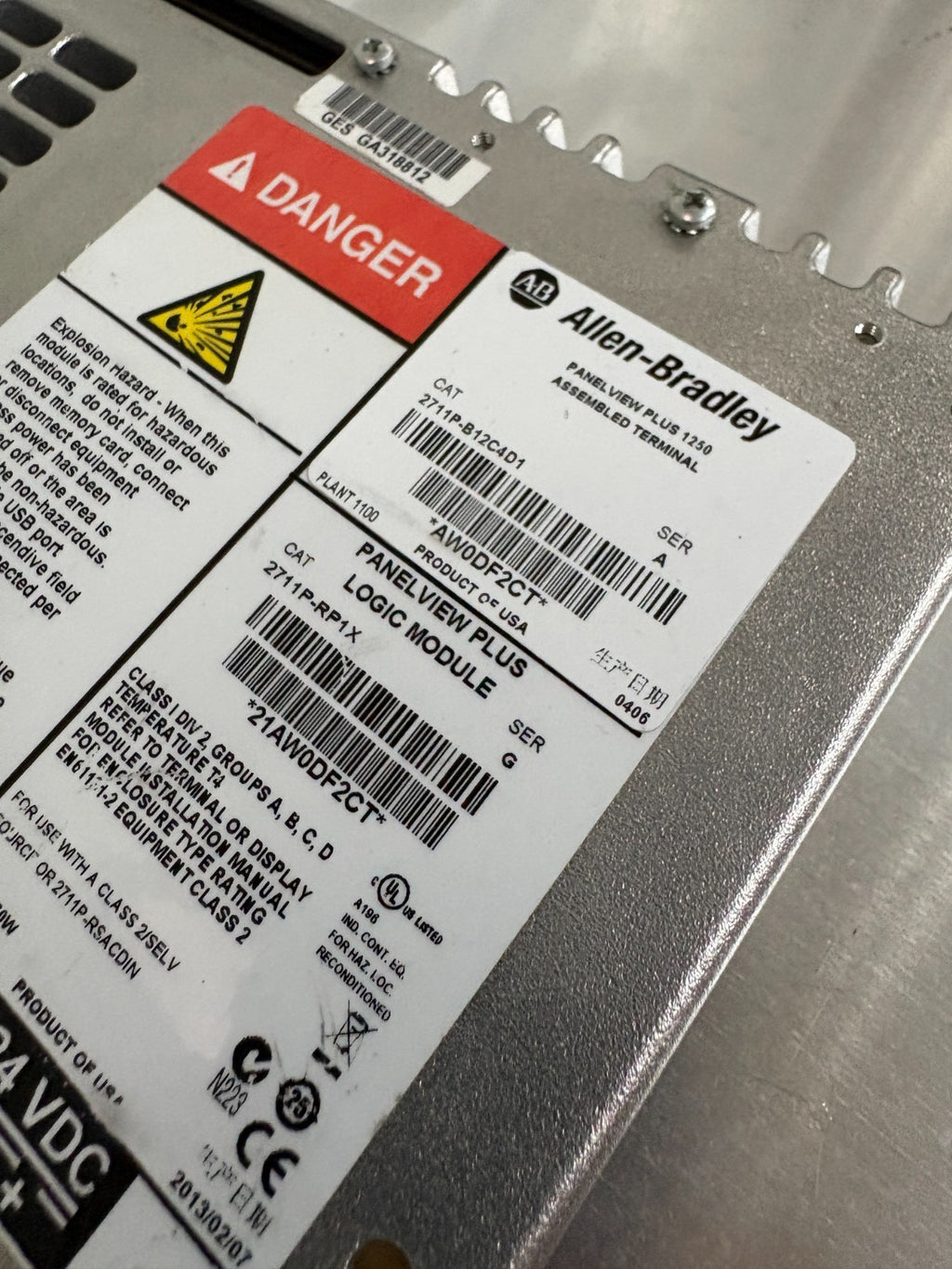 ALLEN BRADLEY PANELVIEW PLUS 1250 2711P-RDB12CX SERIE C4