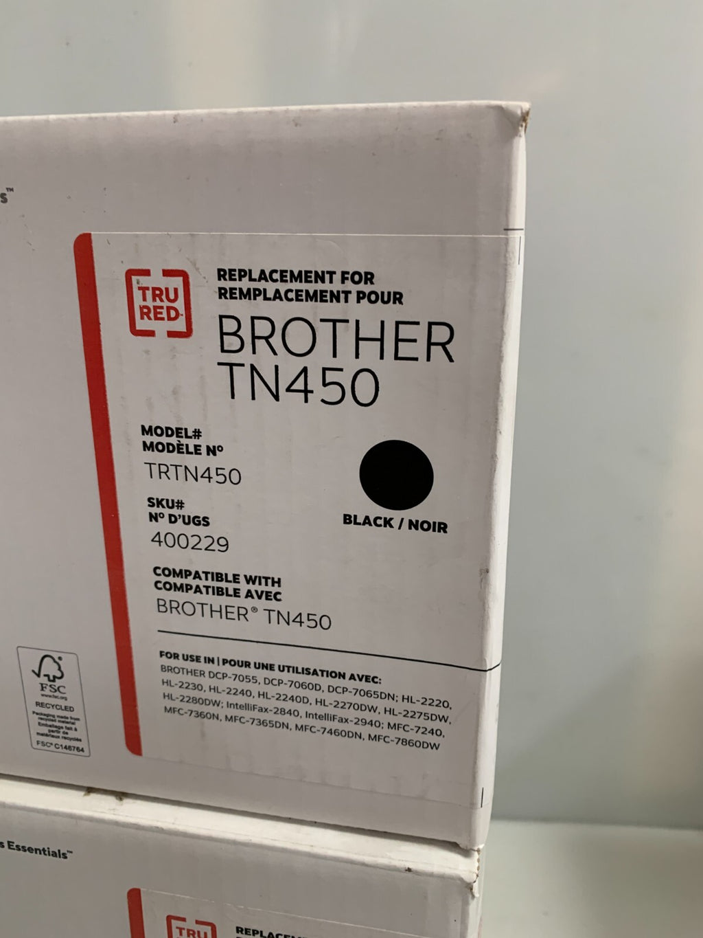 LOT OF 2 TRU RED BROTHER TN450 BLACK REMANUFACTURED TONER CARTRIDGE1