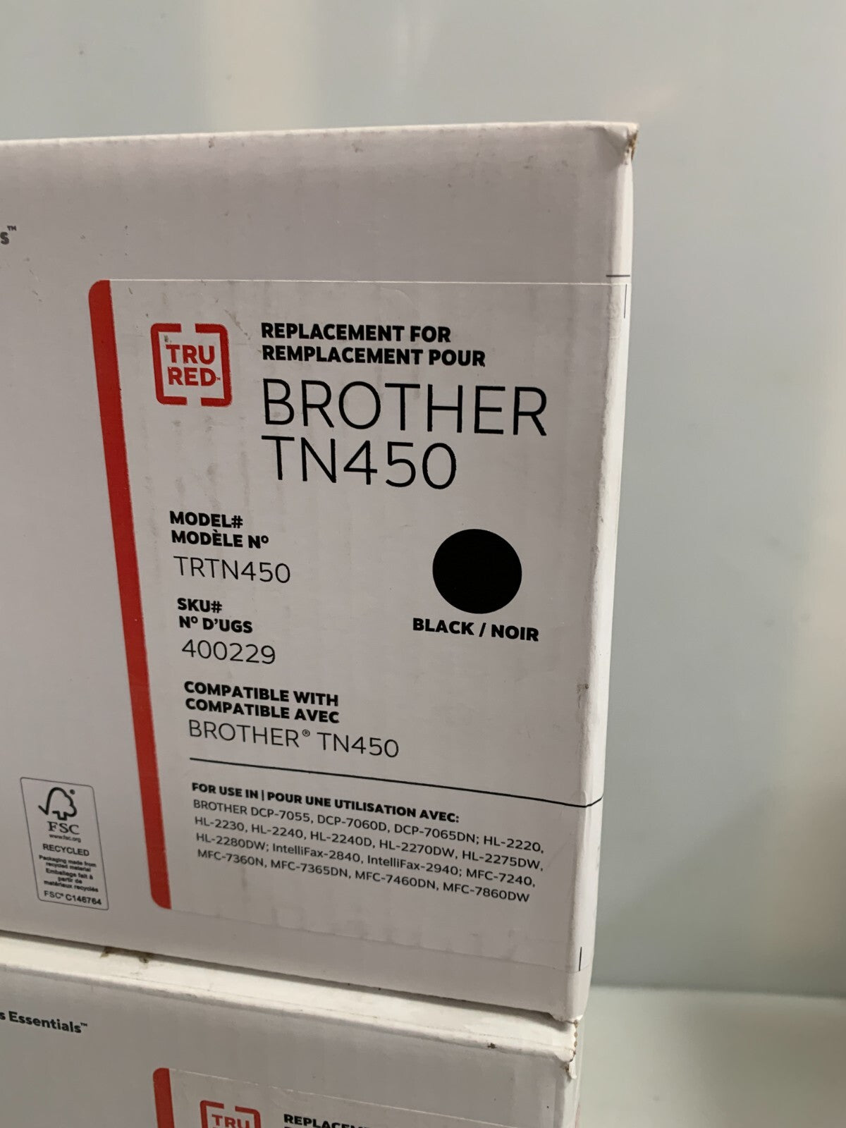 LOT OF 2 TRU RED BROTHER TN450 BLACK REMANUFACTURED TONER CARTRIDGE1