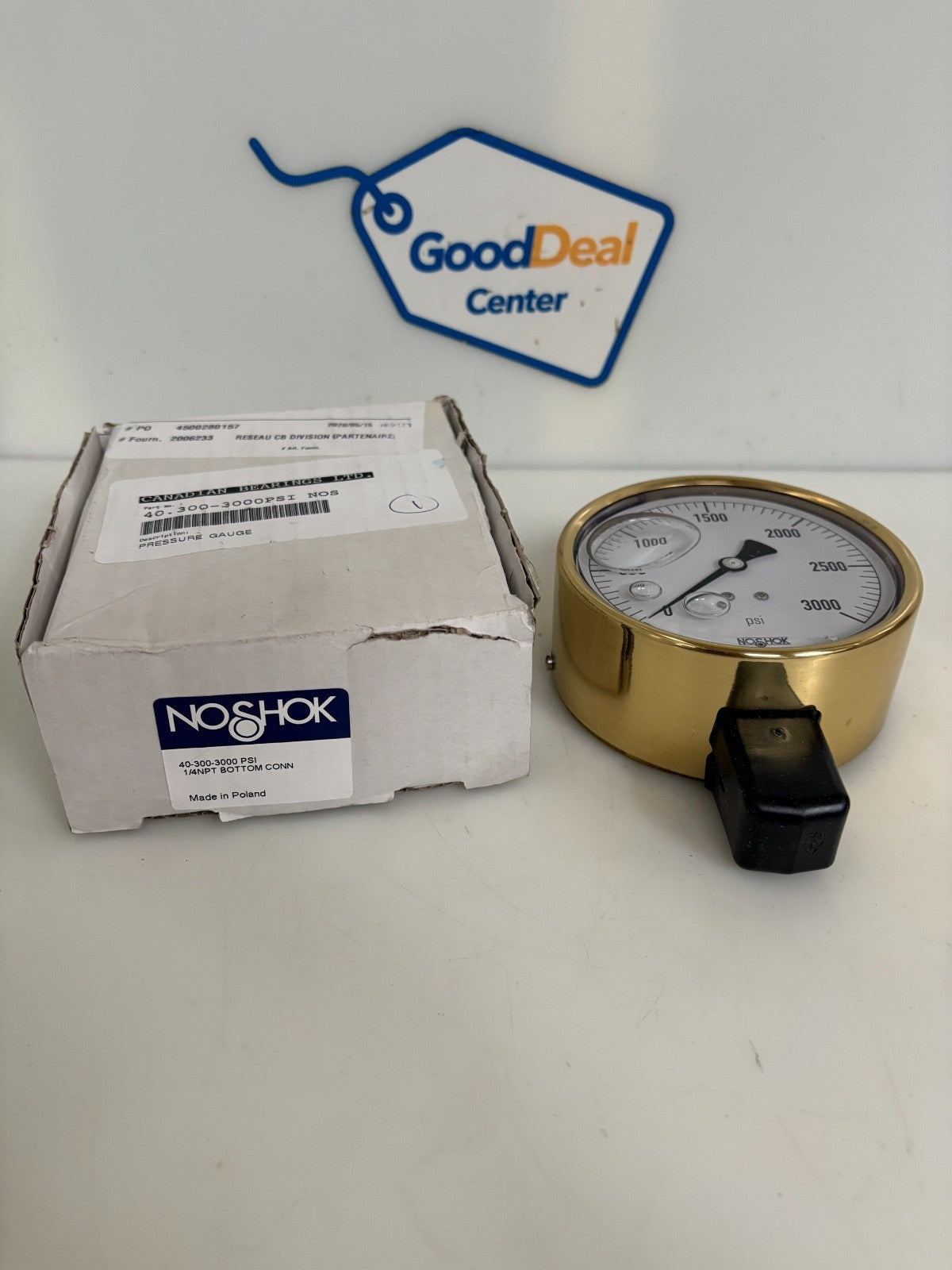 NOSHOK BRASS PRESSURE GAUGE 40-300-3000 PSI