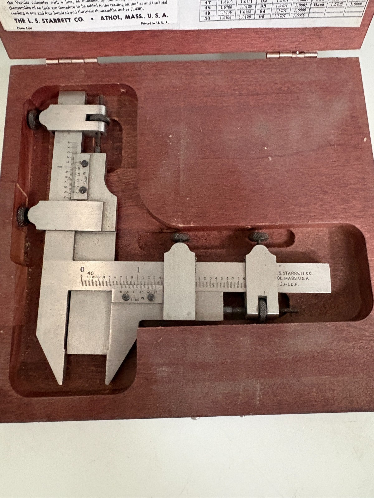 STARRETT GEAR TOOTH SLIDE CALIPER VERNIER #456 10-1DP