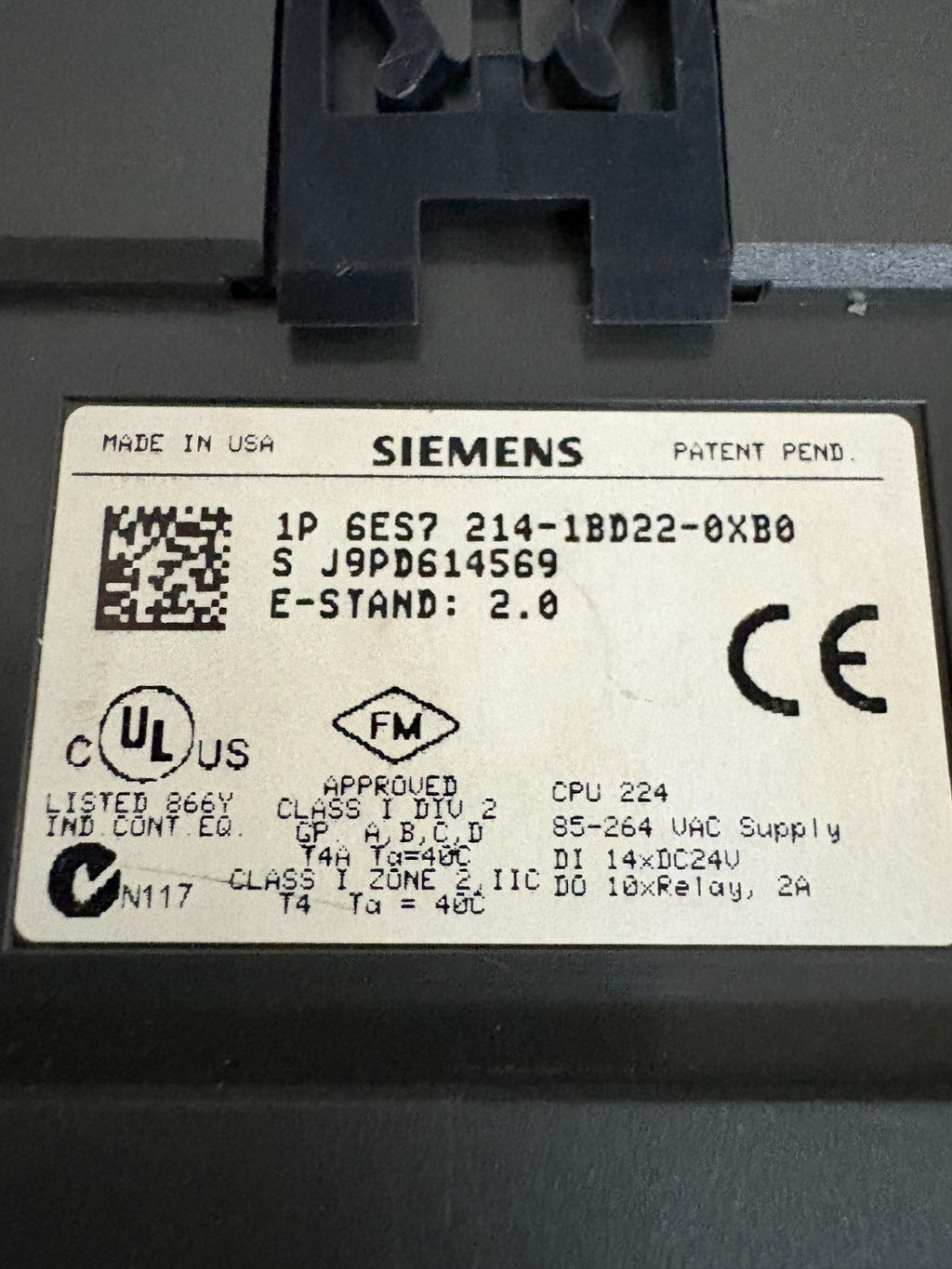 SIEMENS CPU 224 SIMATIC S7-200 214-1B022-0XB03