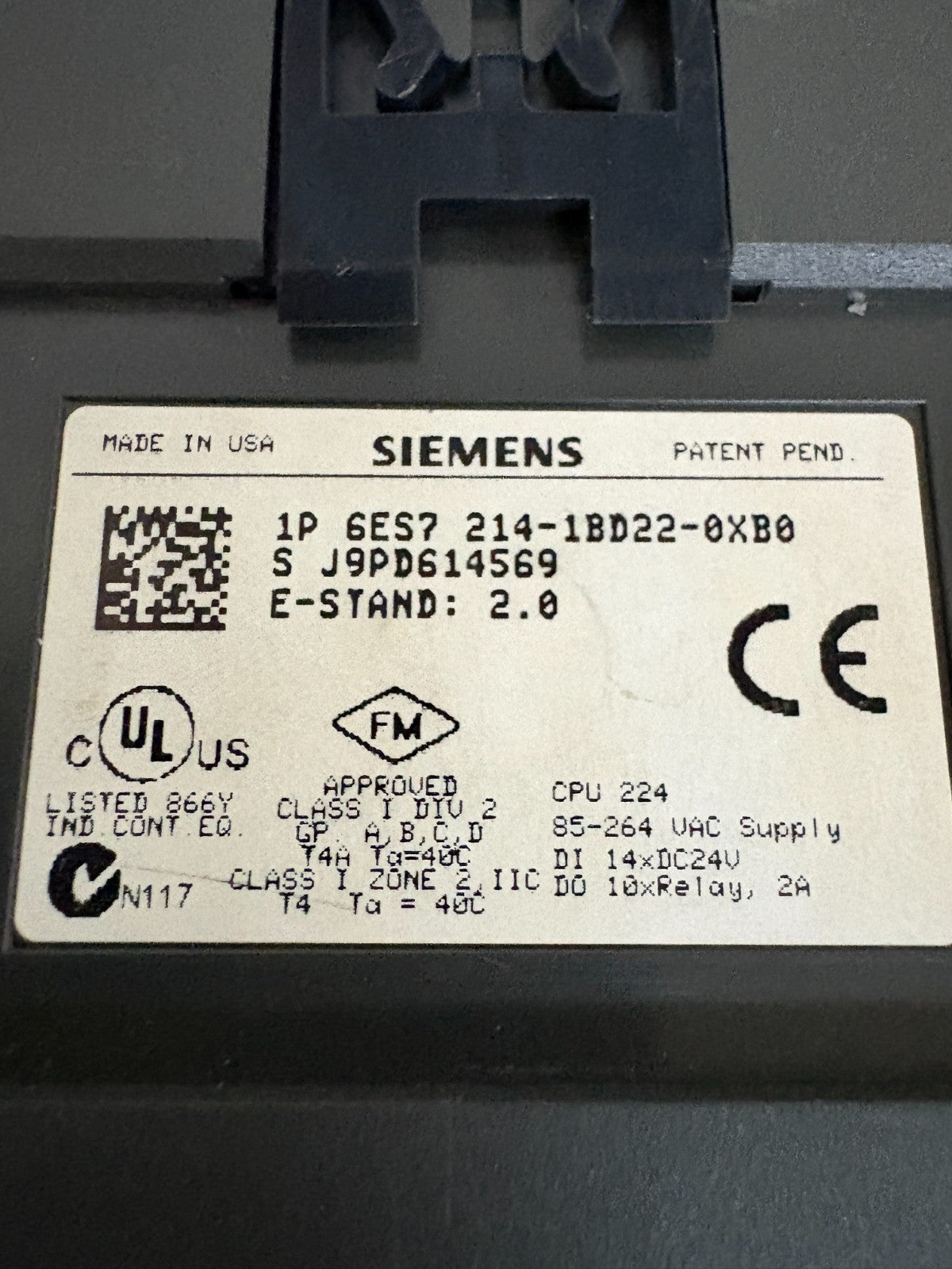 SIEMENS CPU 224 SIMATIC S7-200 214-1B022-0XB03