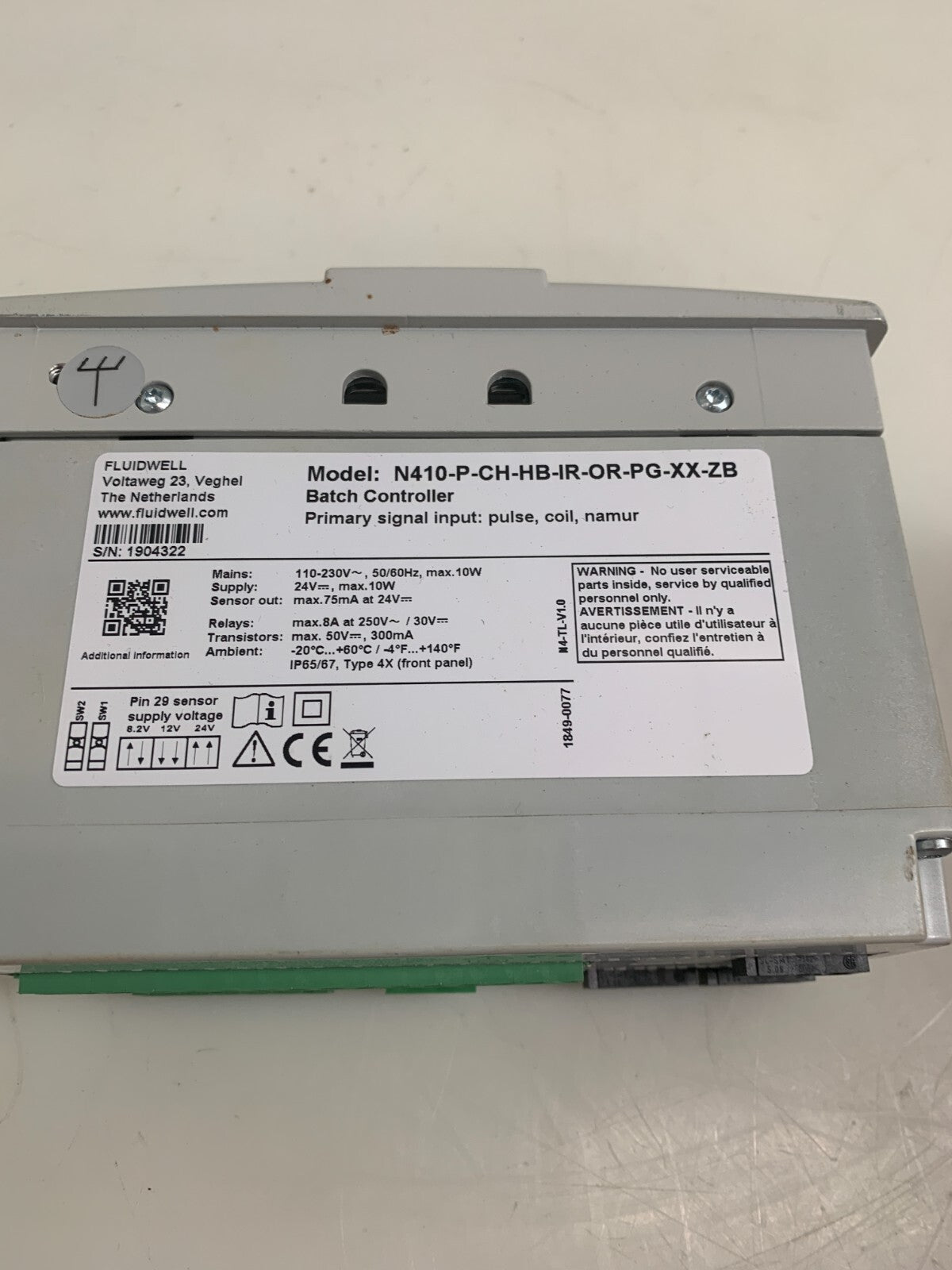 Fluidwell Batch Controller N410-P-CH-HB-IR-OR-PG-XX-ZB