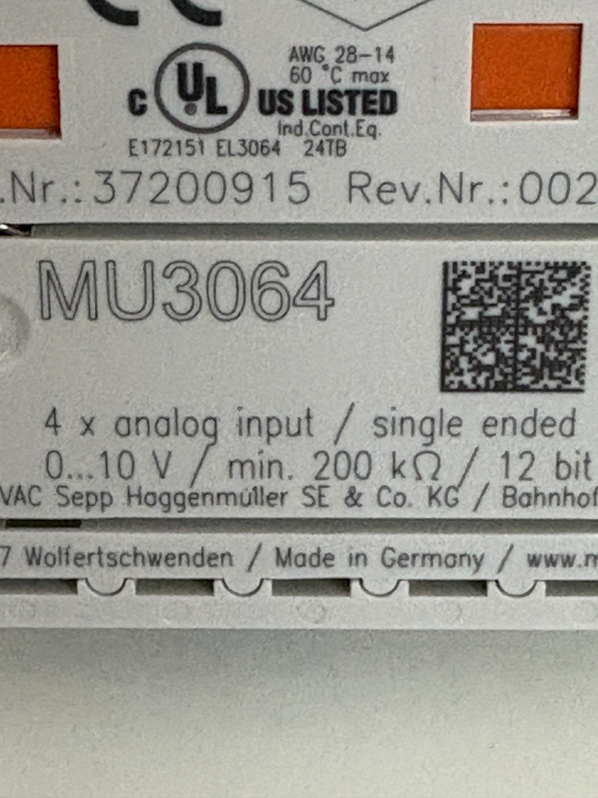 MULTIVAC 4X ANALOG INPUT MU 30642