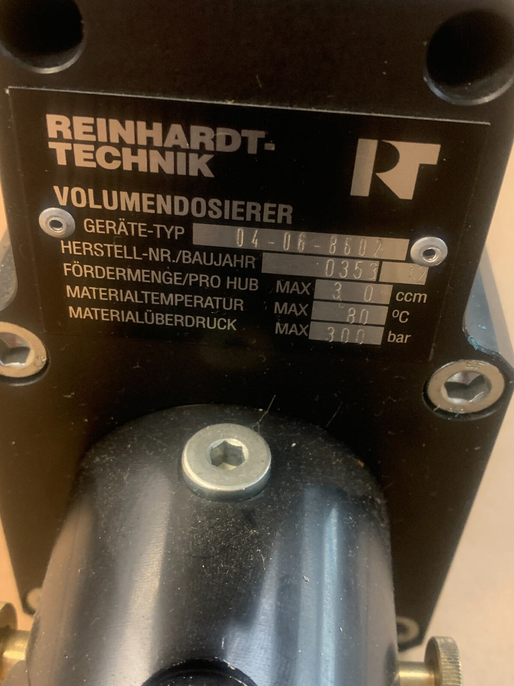 REINHARDT TECHNIK 04-06-8602 Volume Doser Actuator 0353122