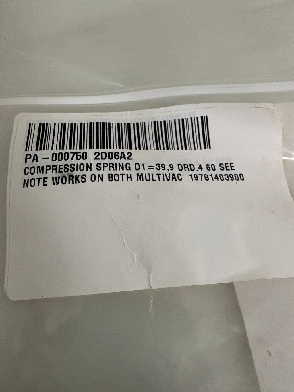 LOT OF 2 MULTIVAC COMPRESSION SPRING 19781403900