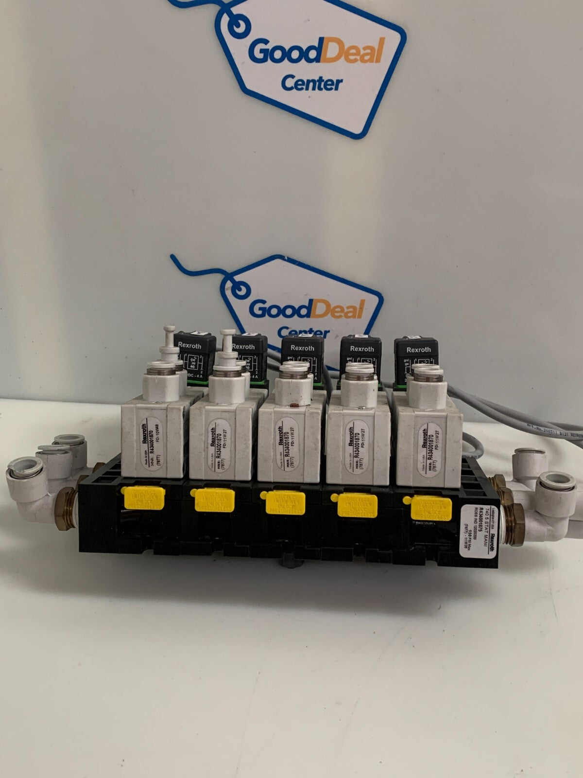Rexroth Pneumatic Manifold Block R434001875 w/ 5x Solenoid Valves R4340018700