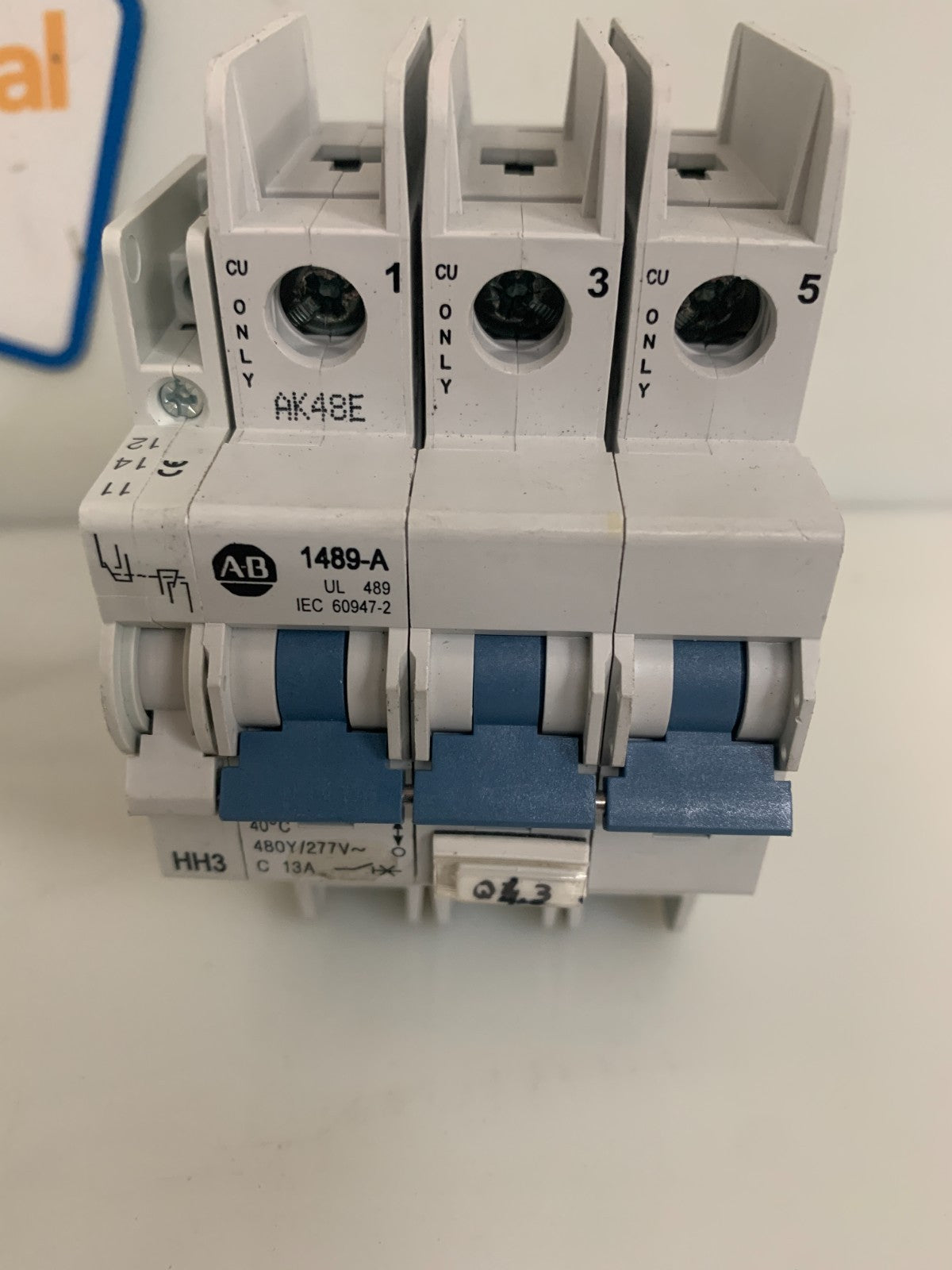 LOT OF 3 ALLEN BRADLEY TRIPLE CIRCUIT BREAKER 1489-A 60947-2 13 A W/ A BRADLEY