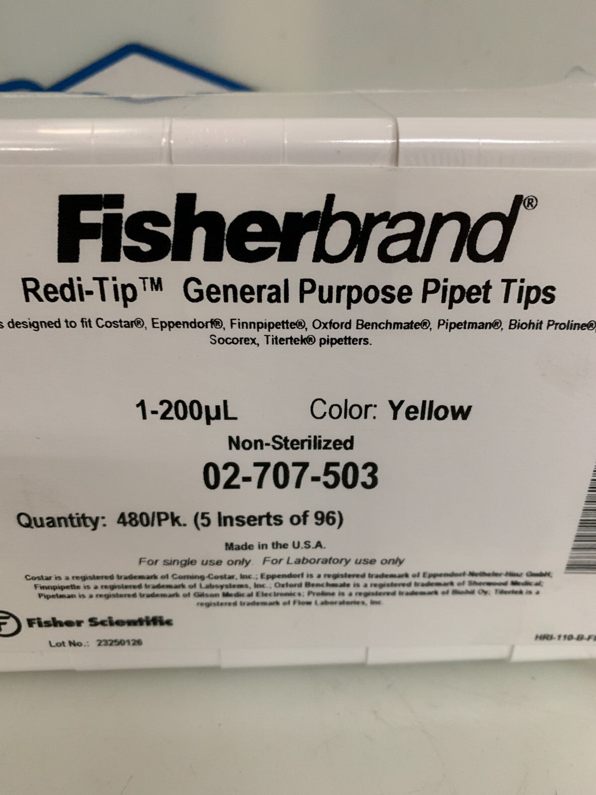 FISHERBRAND 200 uL YELLOW 480/PK #02-707-503