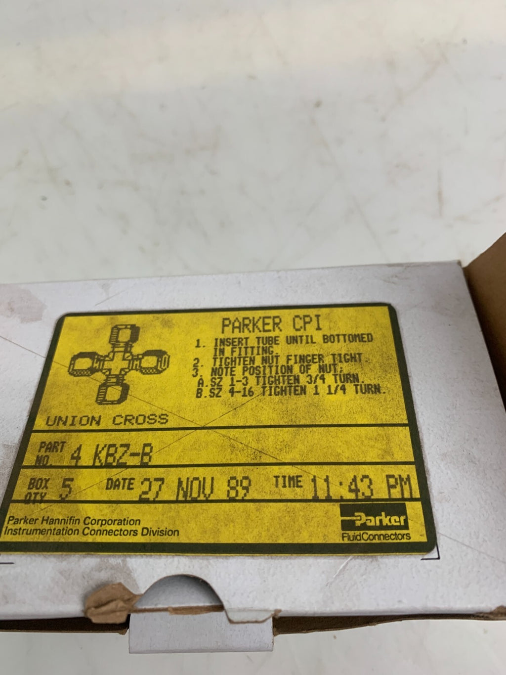PARKER  4-KBZ-B  Brass Union Cross   (Box of 5)2