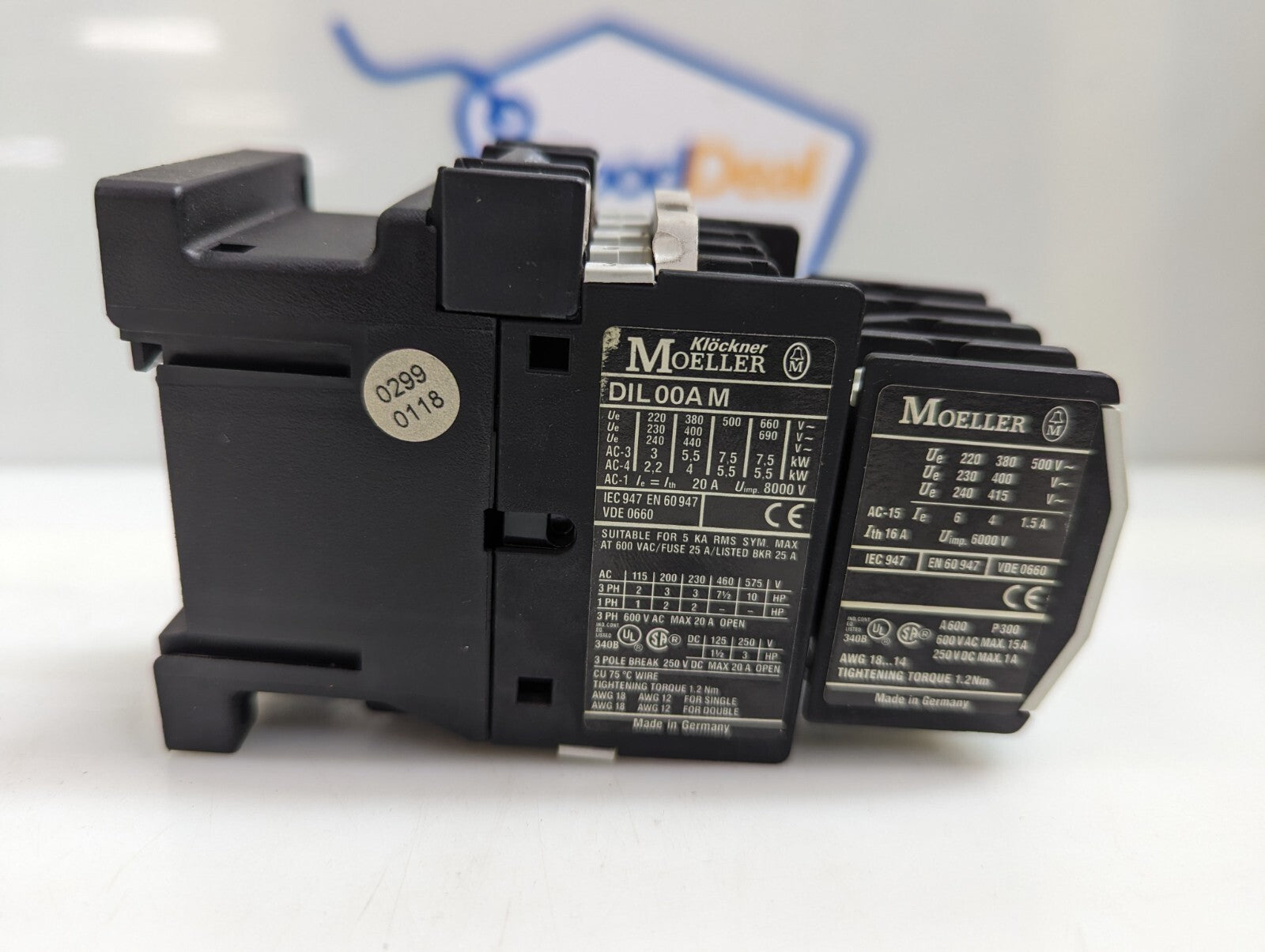 Moeller DIL 00AM Contactor with 22 DIL M contact block