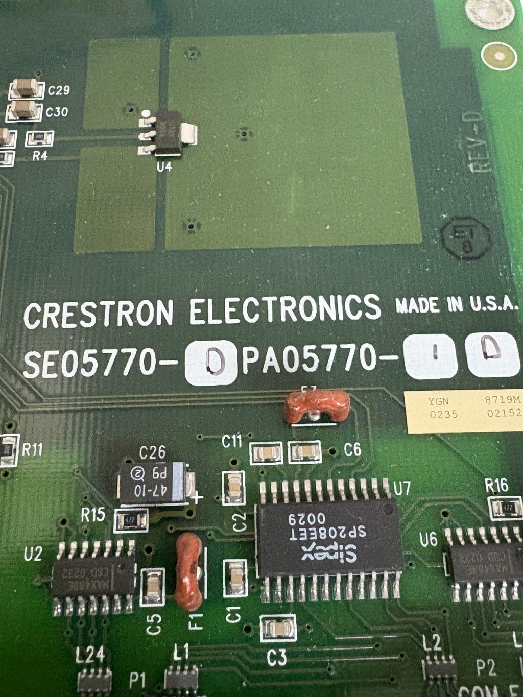 CRESTRON ELECTRONICS CONTROL BOARD SE 05770-D PA05770ID3