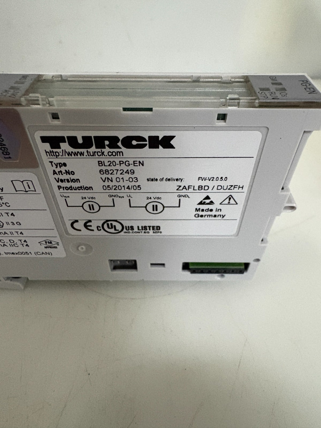 TURCK CONTROL MODULE 6827249 BL20-PG-EN3