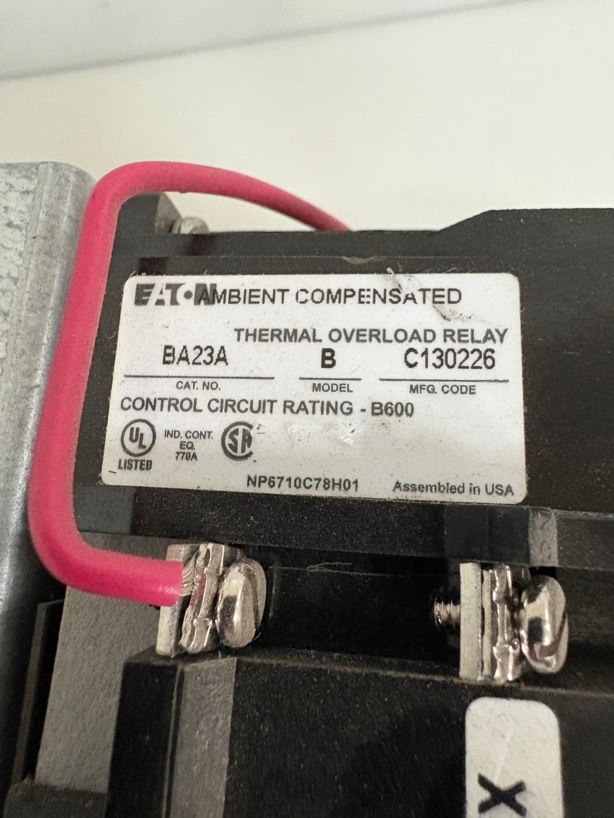 EATON MOTOR CONTROL A 200M2CAC MODEL J C130320