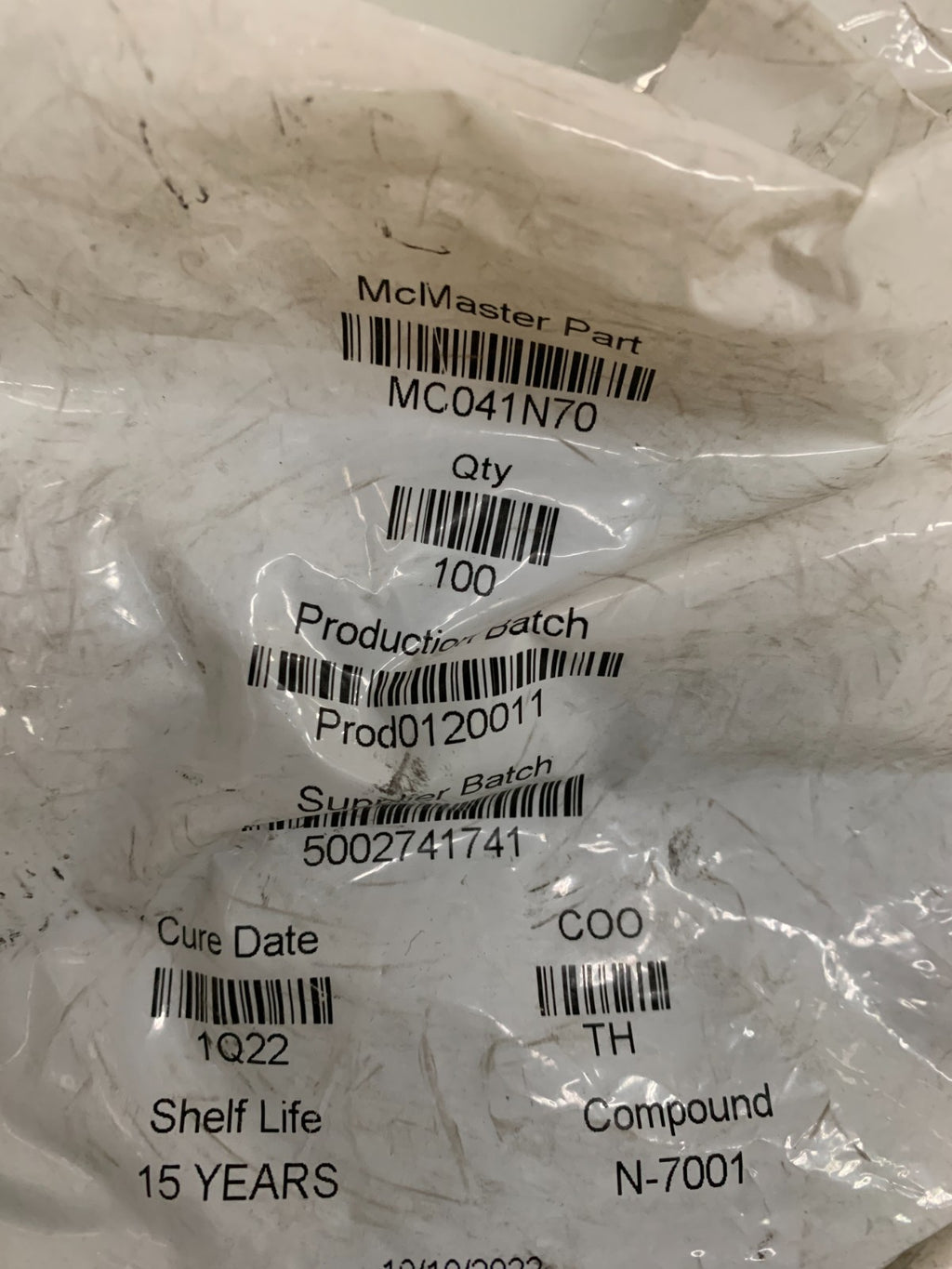 LOT OF 100 DURO BUNA ORING HYDRAULIC / PNEUMATIC #0120011 MCMASTER MC041N70