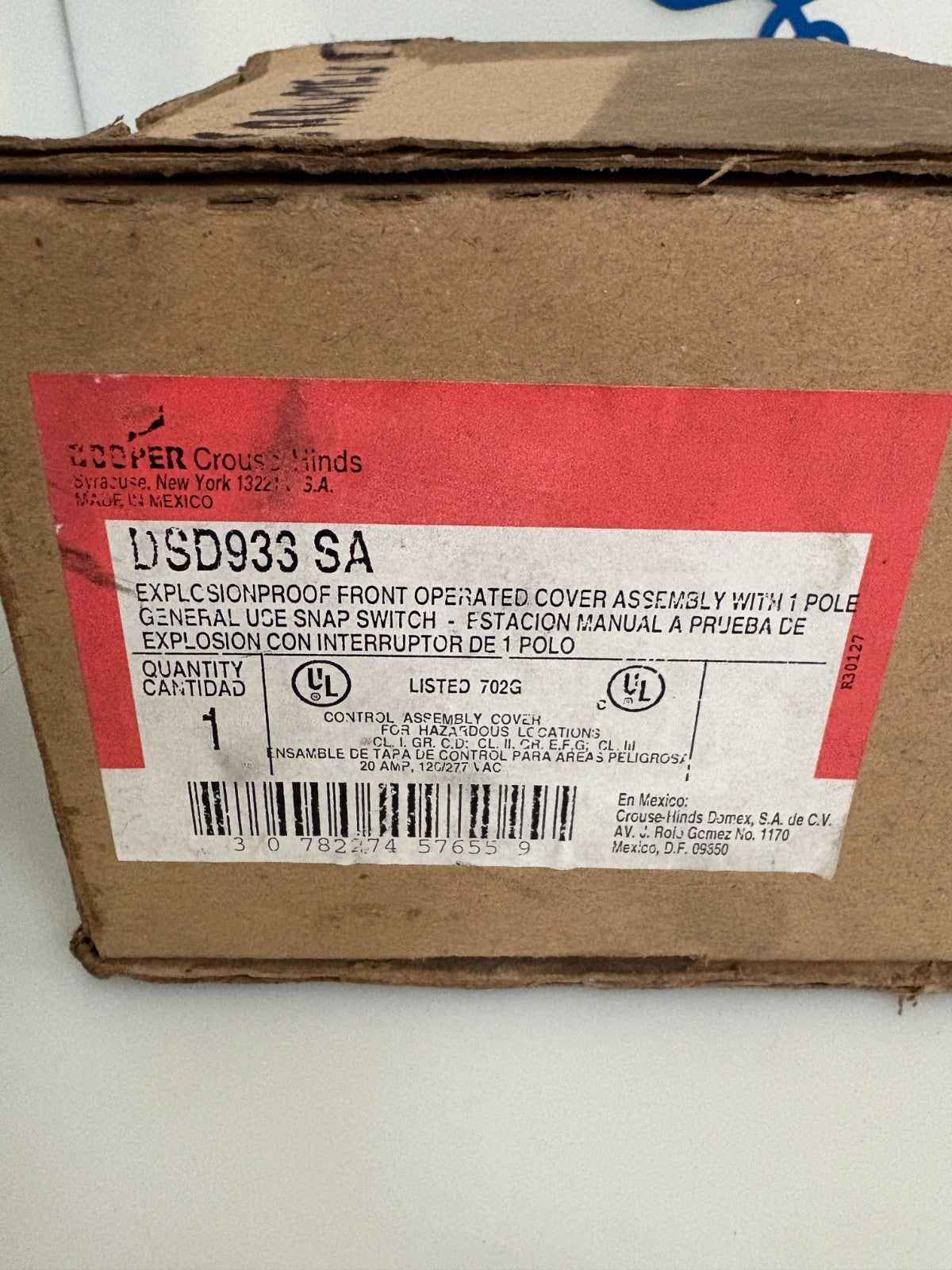 COOPER CROUSE HINDS EXPLOSION PROOF FRONT OPERATION SNAP SWITCH COVER DSD933 SA3