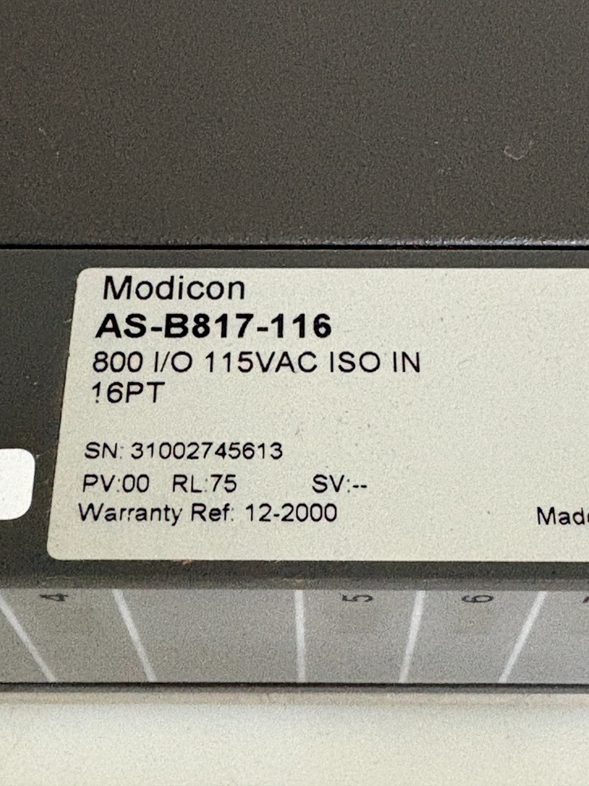SCHNEIDER MODICON 800 I/O 16 PT MODULE AS-B817-1163