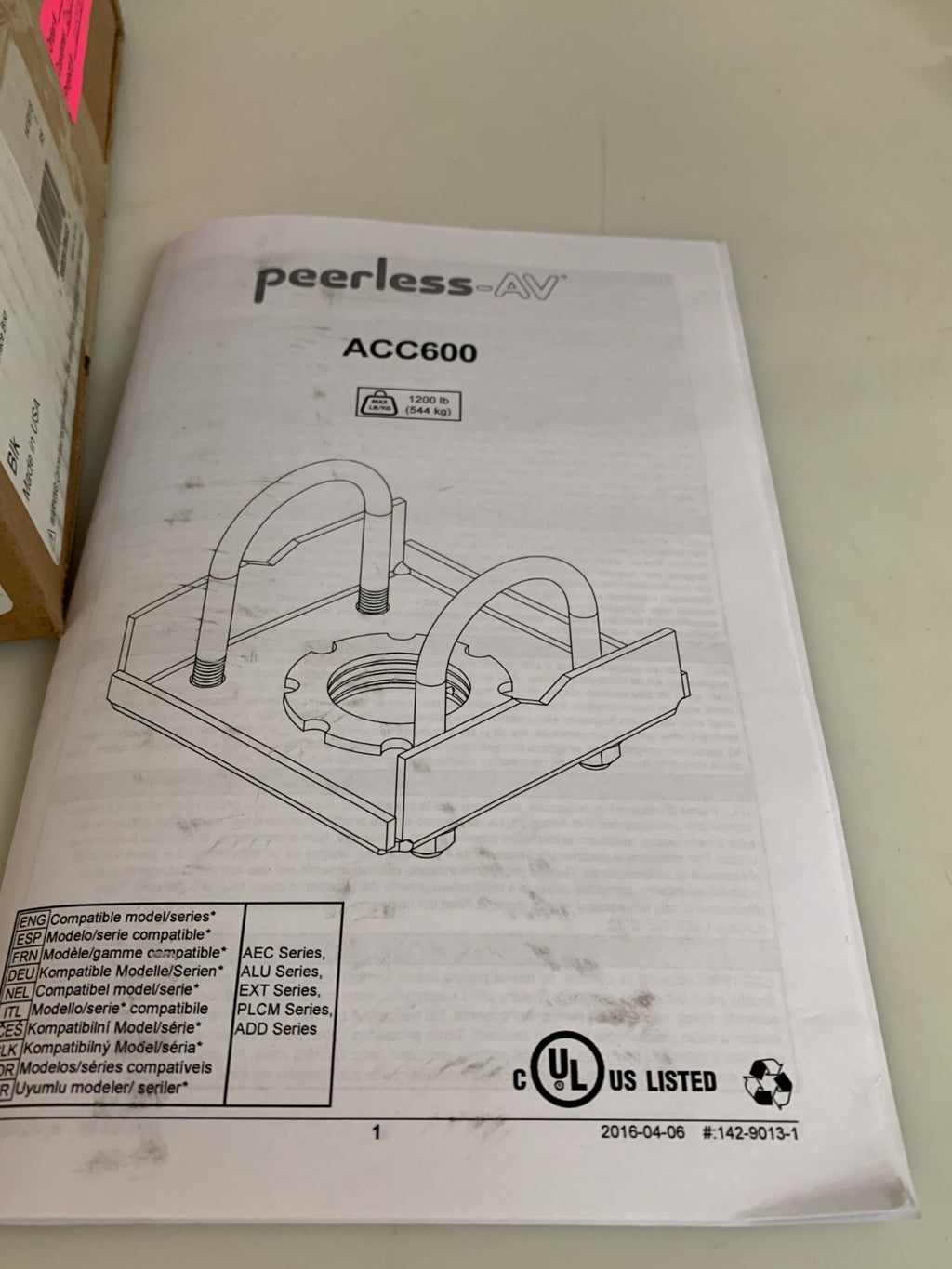 LOT OF 2 PEERLESS ACC600 TV OR PROJECTOR CEILING MOUNT