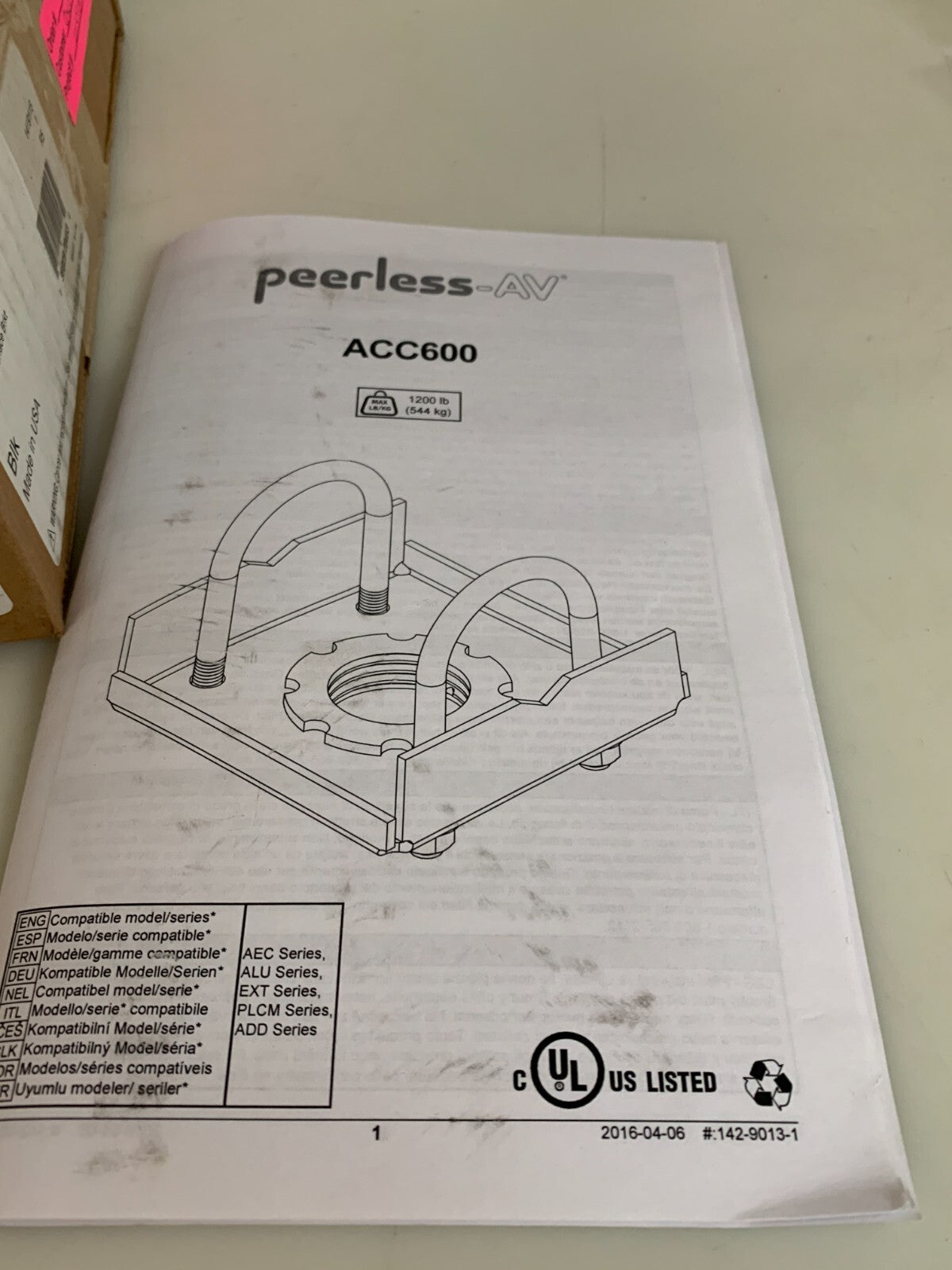 LOT OF 2 PEERLESS ACC600 TV OR PROJECTOR CEILING MOUNT