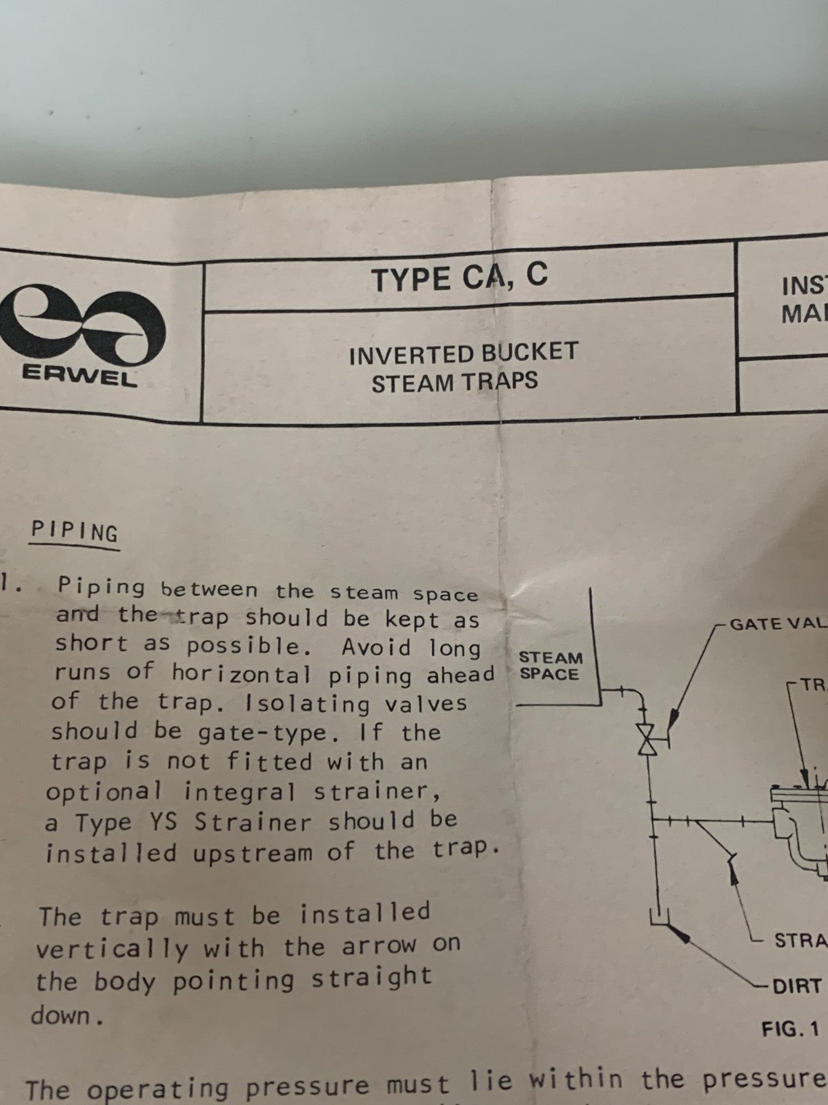 ERWEL INVERTED BUCKET STEAM TRAPS REPAIR KIT TYPE AC, C ST200-302