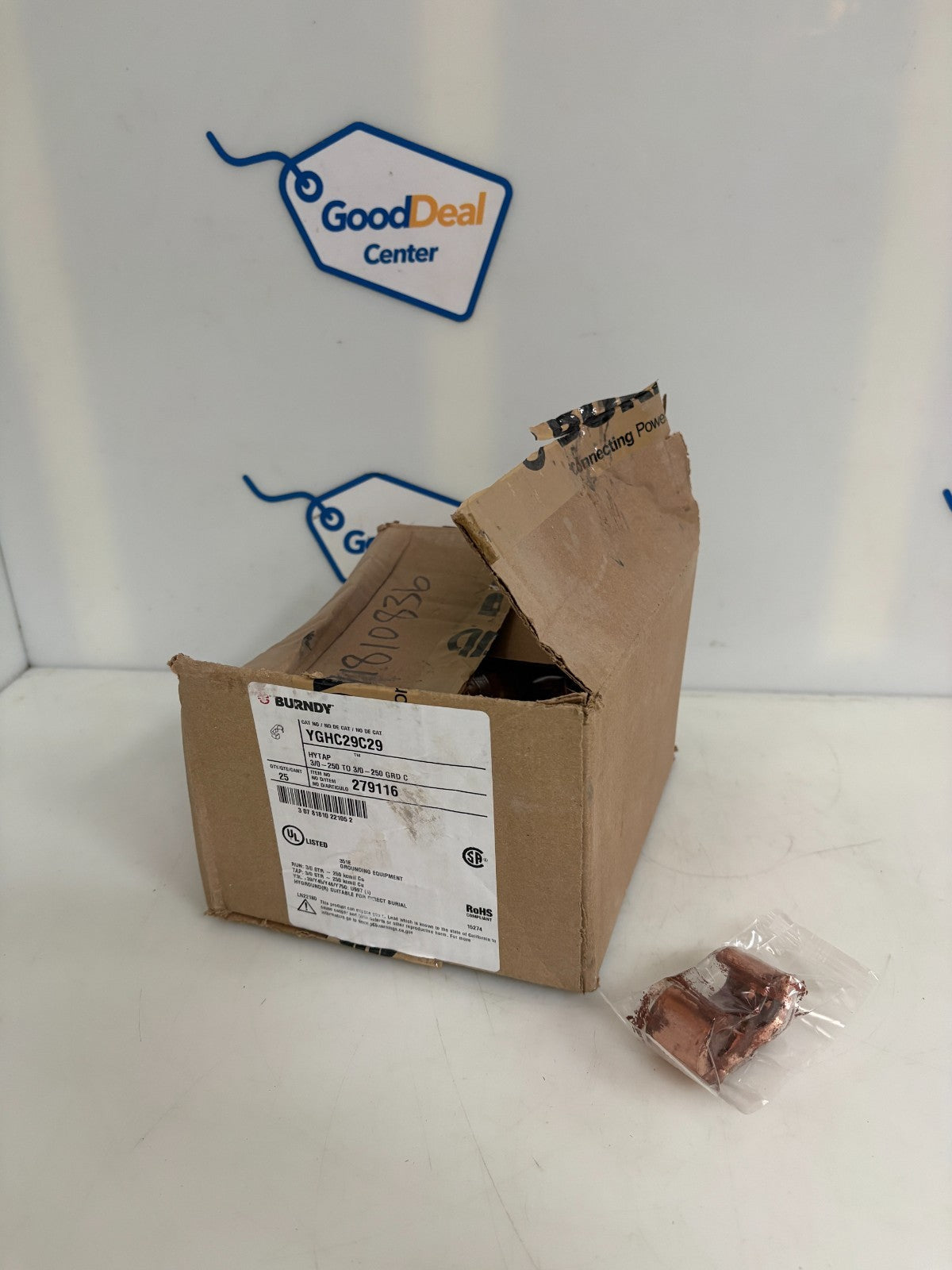 BURNDY HY TAP CONNECTOR 3/0-250T0 3/0-250 GROUND C #YGHC29C29 25 PER BOX0