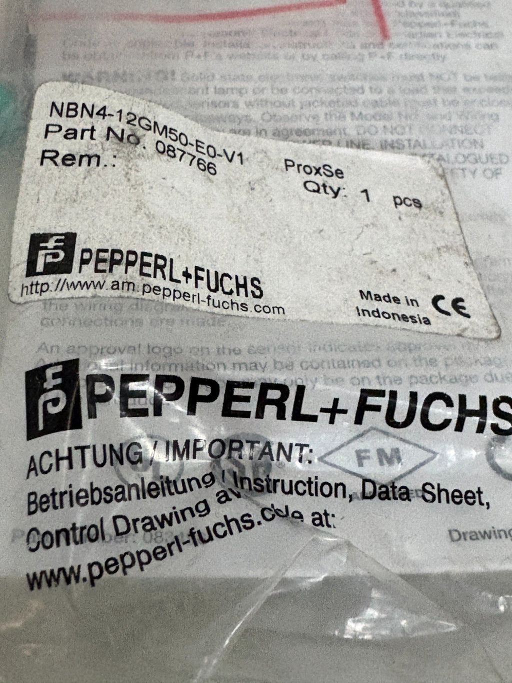 PEPPERL + FUCHS INDUCTIVE SENSOR 087766 NBN4-12GM50-E0-V12