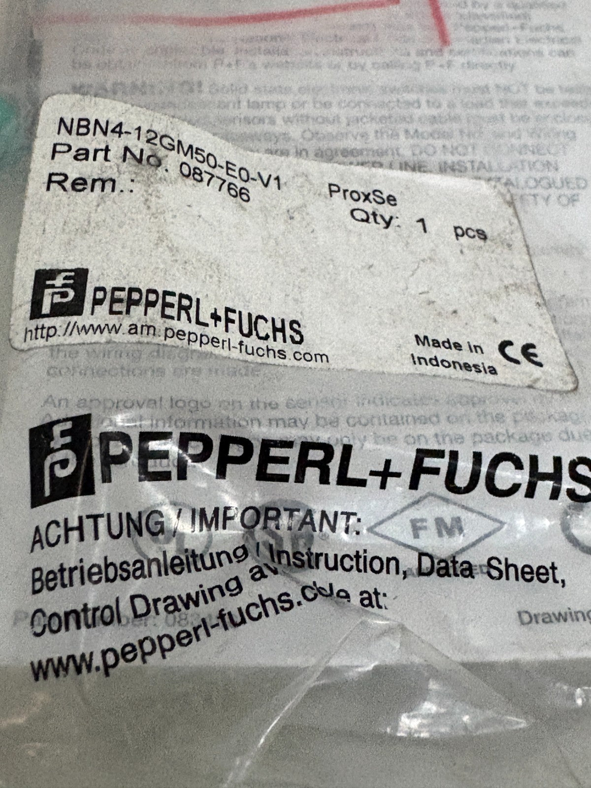 PEPPERL + FUCHS INDUCTIVE SENSOR 087766 NBN4-12GM50-E0-V12