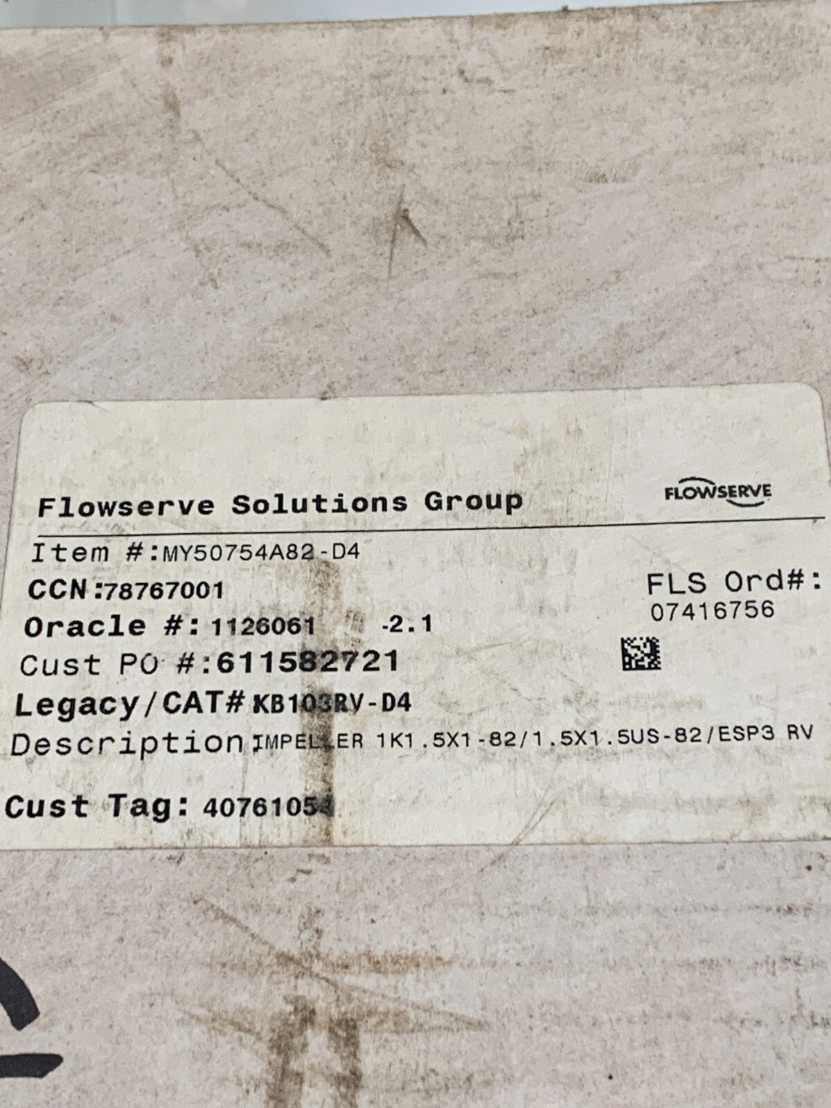 FLOWSERVE IMPELER MY50754 A 82-D4