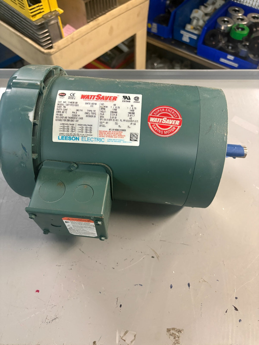 LEESON WATTSAVER 1HP PREMIUM MOTOR MODEL C6T17FC132E CAT #114638.000