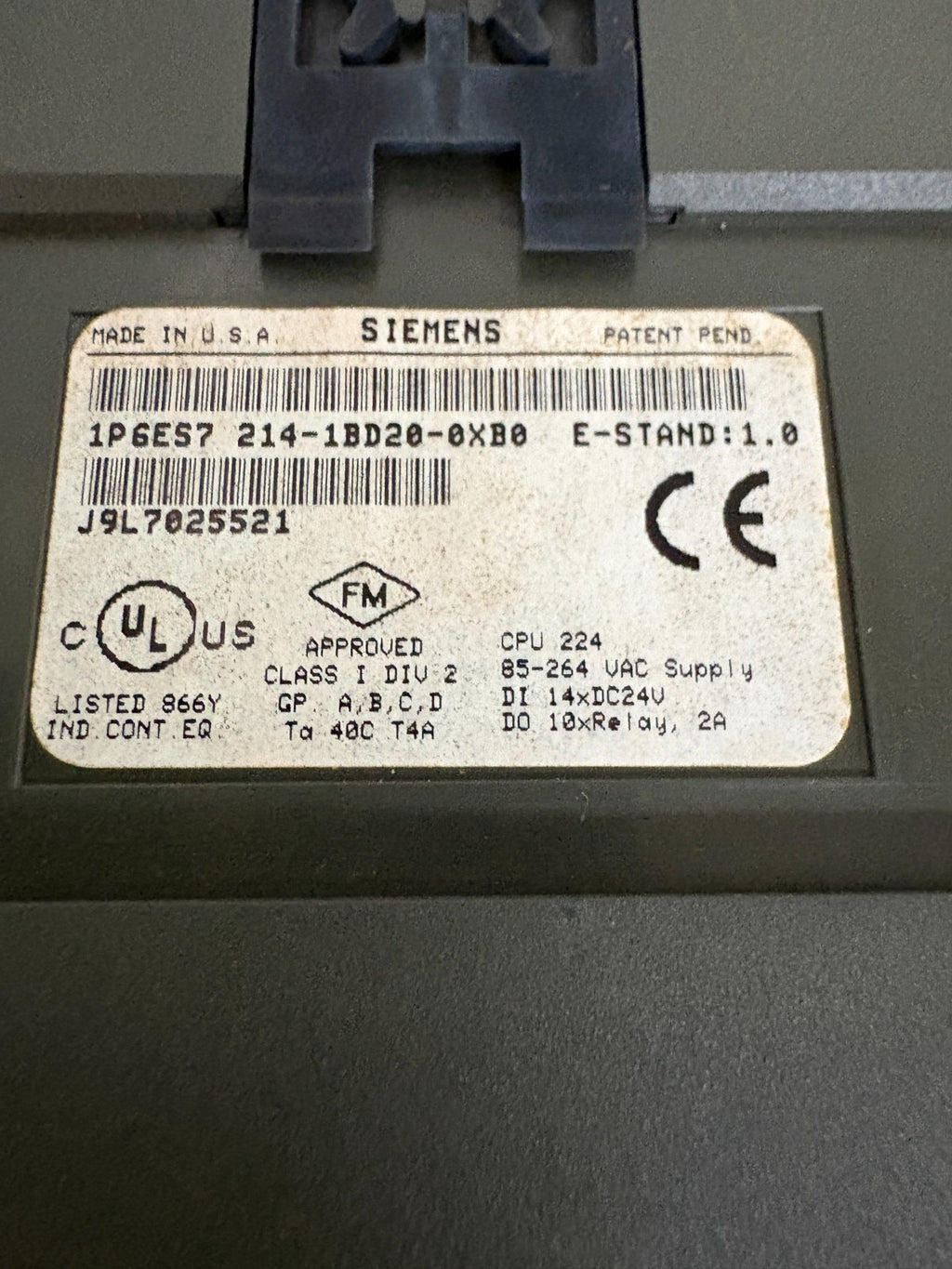 SIEMENS CPU 224 SIMATIC S7-200 214-1BD20-0XB03
